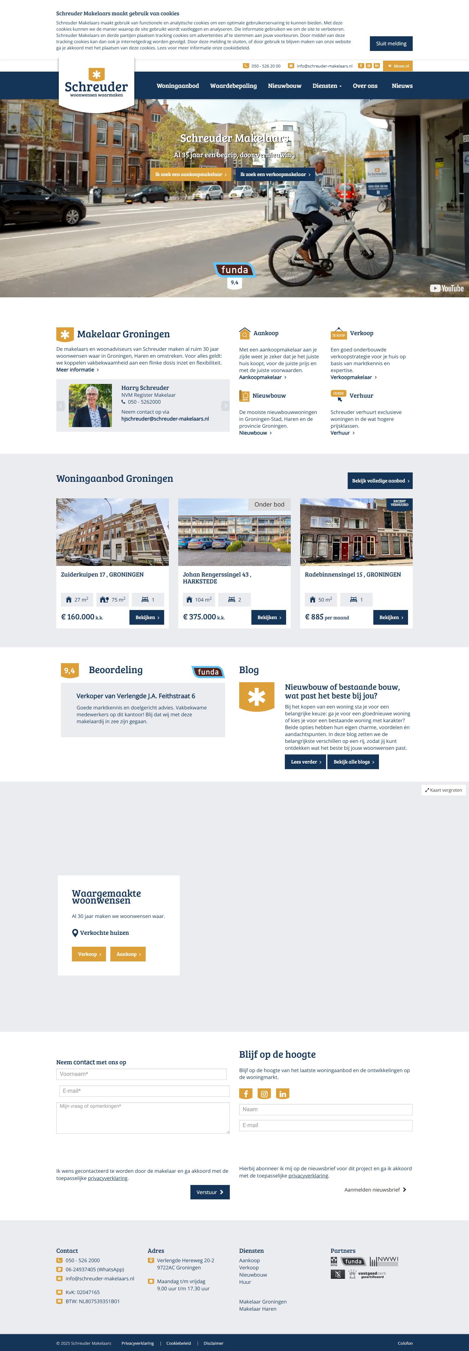 Capture d'écran du site web de www.schreuder-makelaars.nl