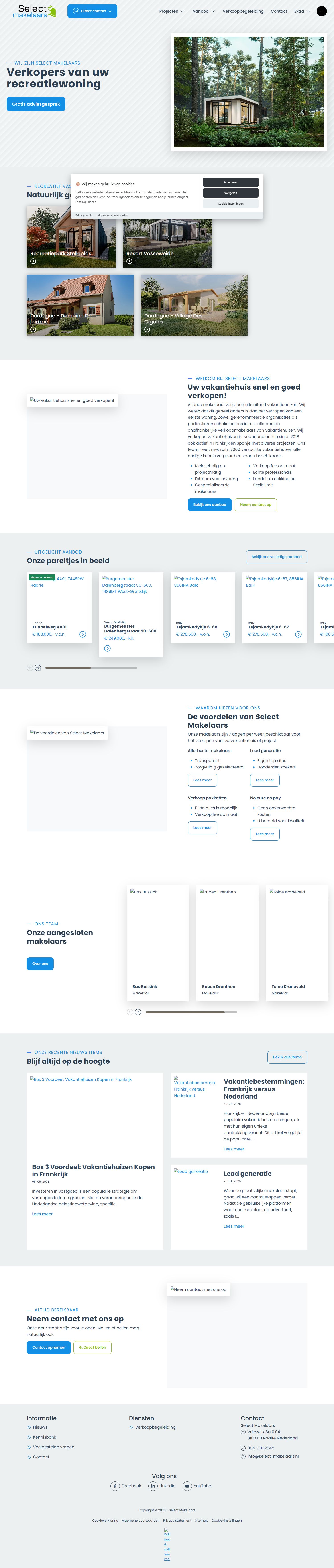 Screenshot van de website van www.select-makelaars.nl