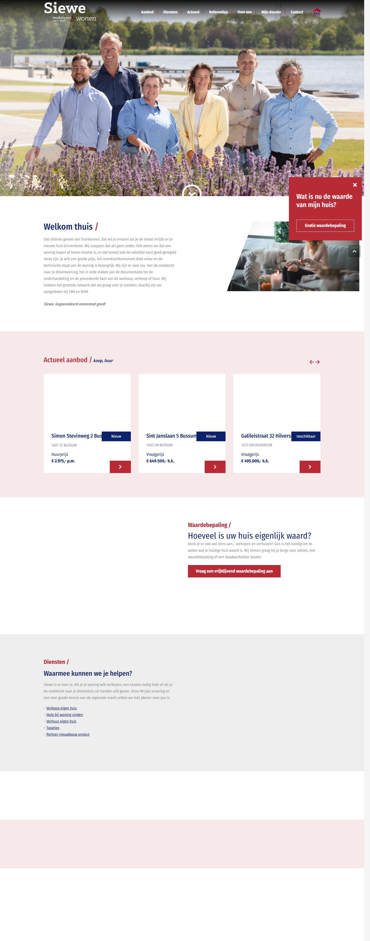 Screenshot der Website von www.siewewonen.nl