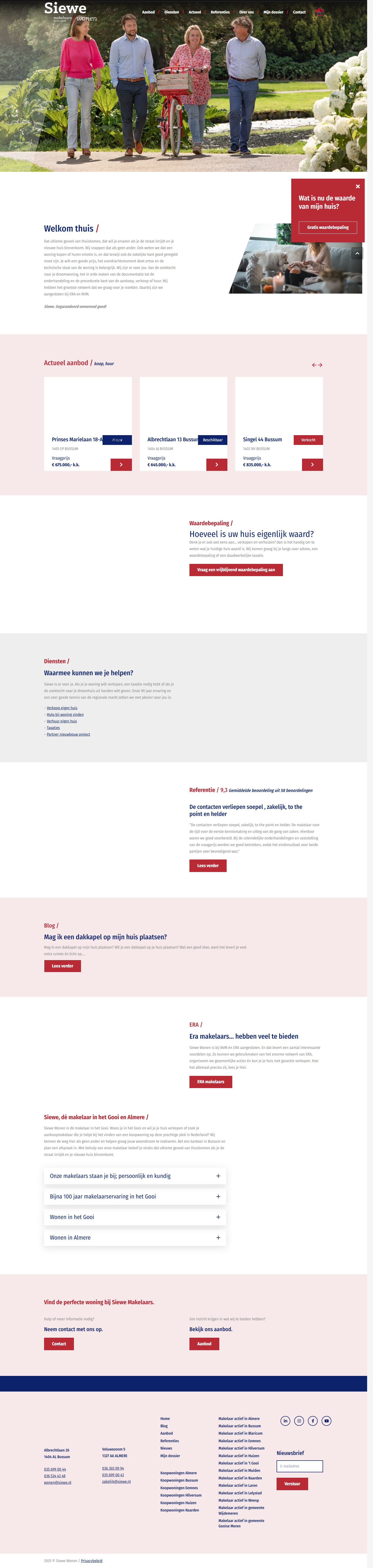 Screenshot van de website van www.siewewonen.nl