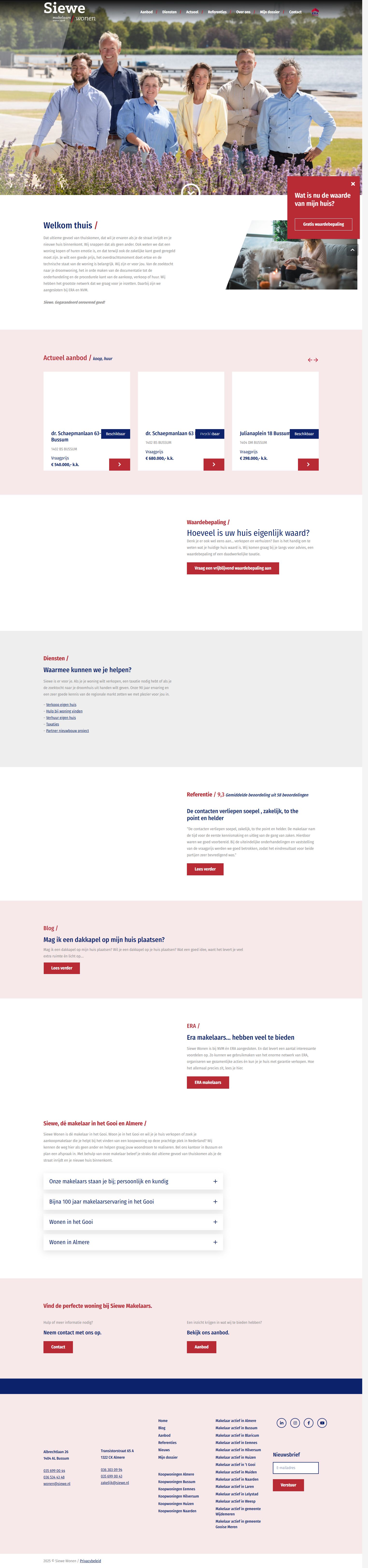 Capture d'écran du site web de www.siewewonen.nl