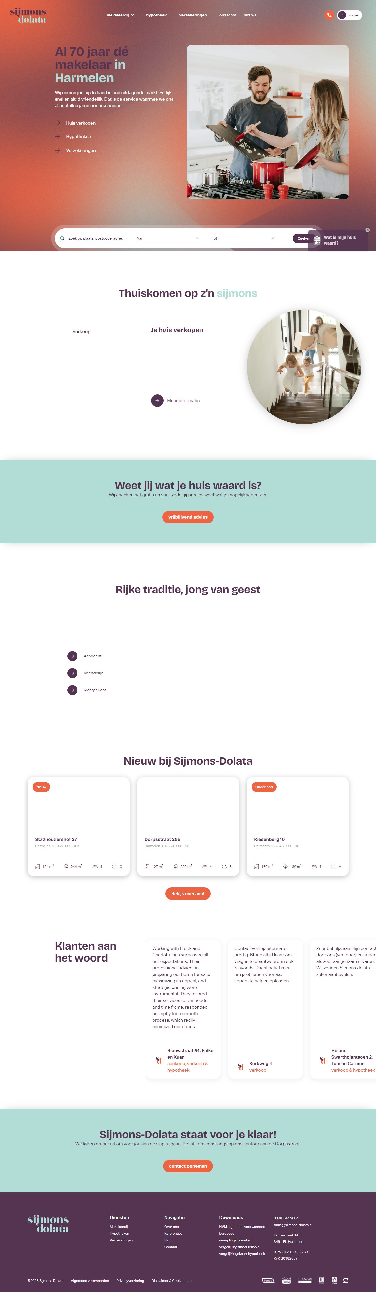 Screenshot van de website van www.sijmons-dolata.nl