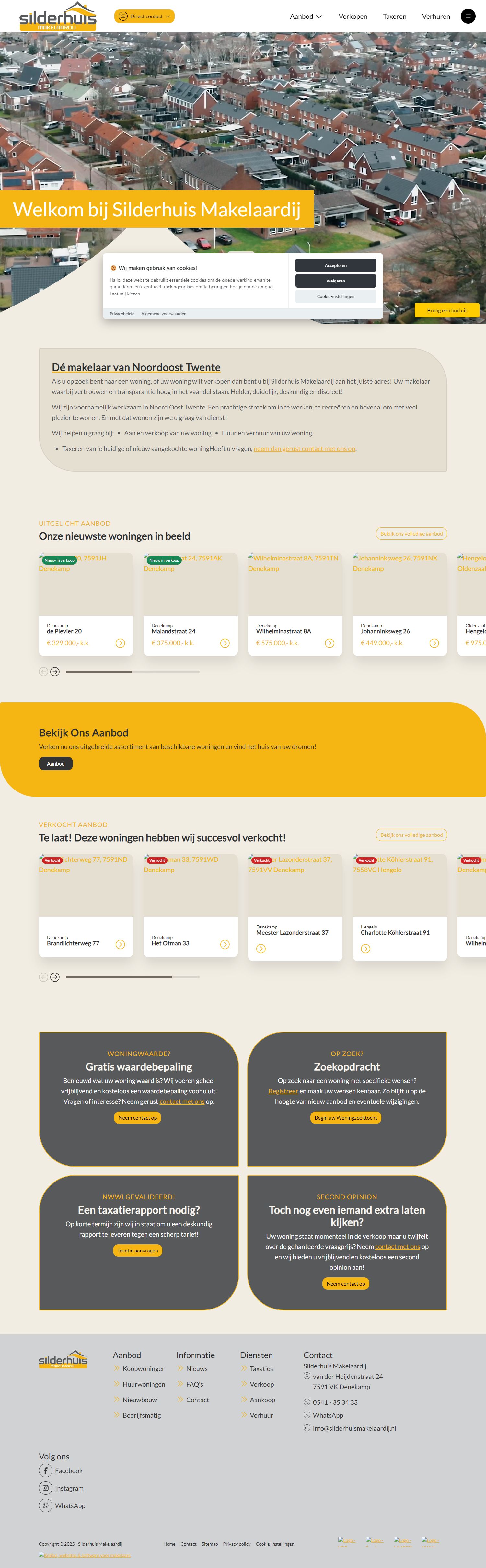 Screenshot van de website van www.silderhuismakelaardij.nl