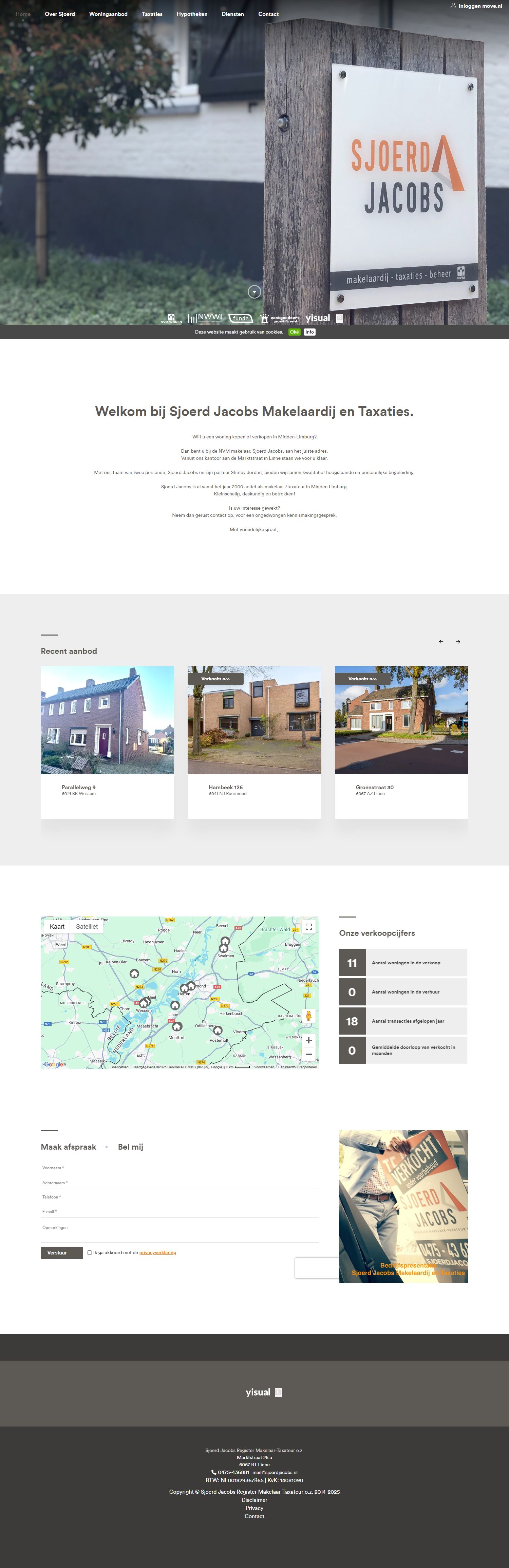 Screenshot van de website van www.sjoerdjacobs.nl
