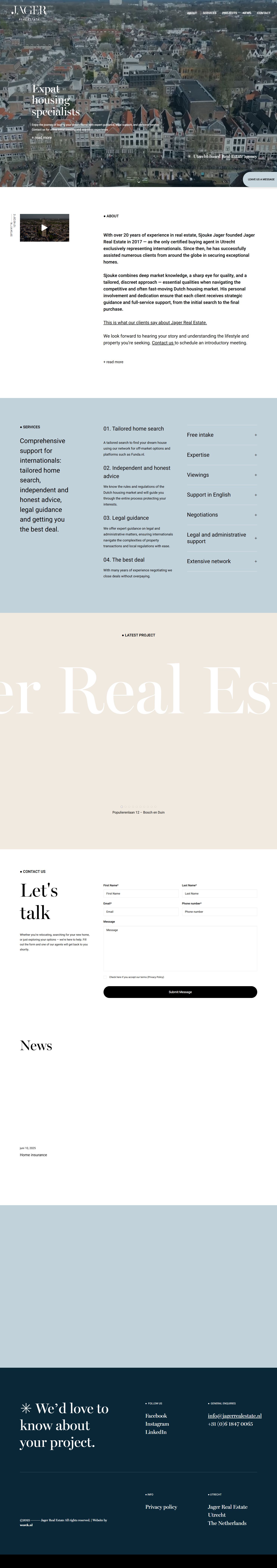 Screenshot of the website of www.jagervastgoed.nl