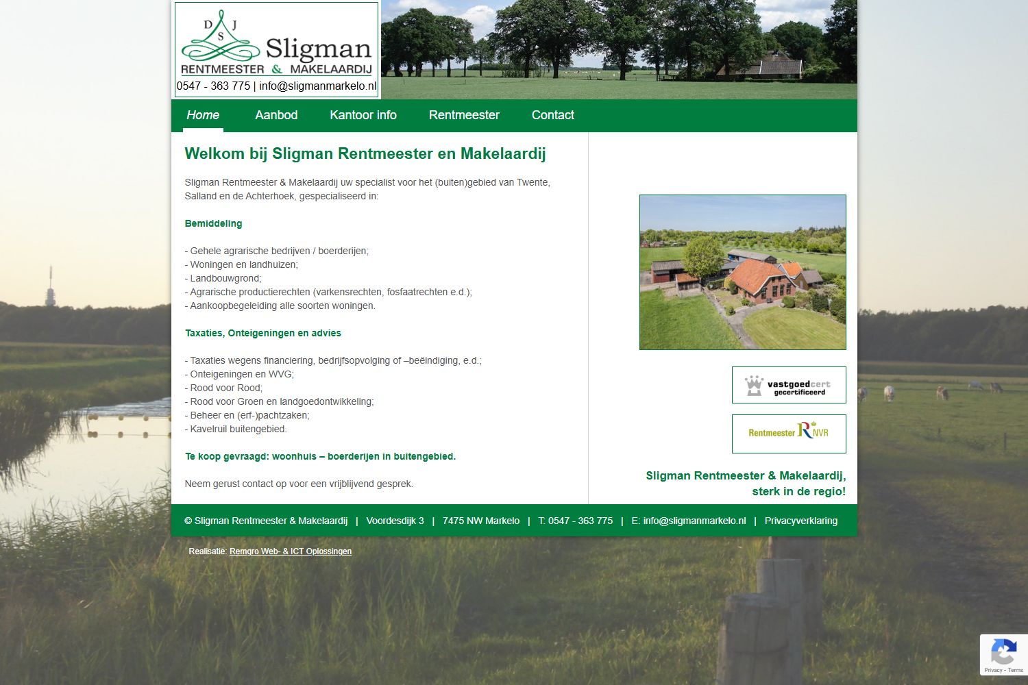 Screenshot of the website of www.sligmanmarkelo.nl