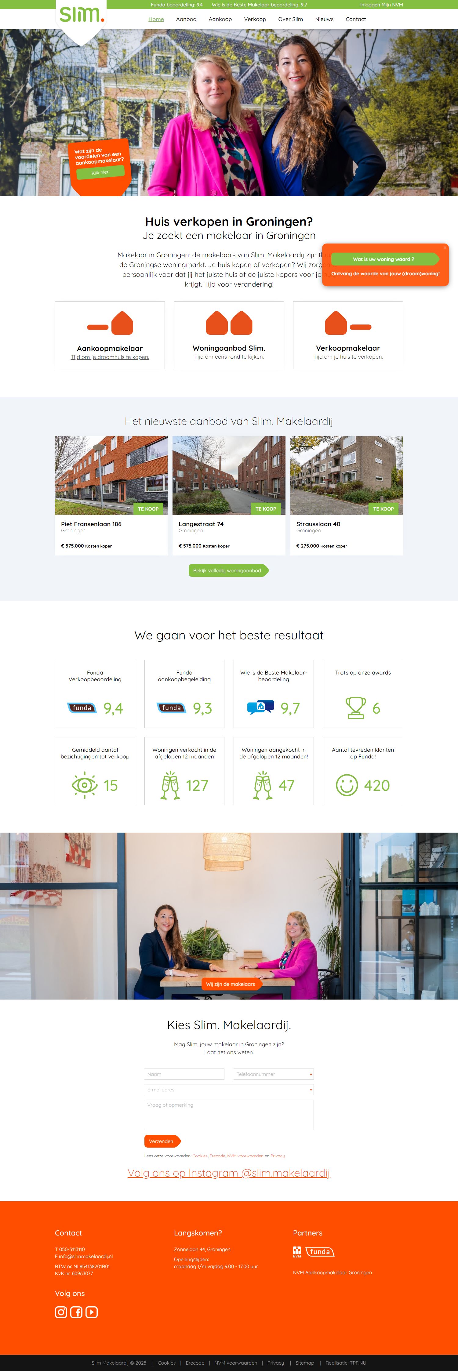 Screenshot van de website van www.slimmakelaardij.nl