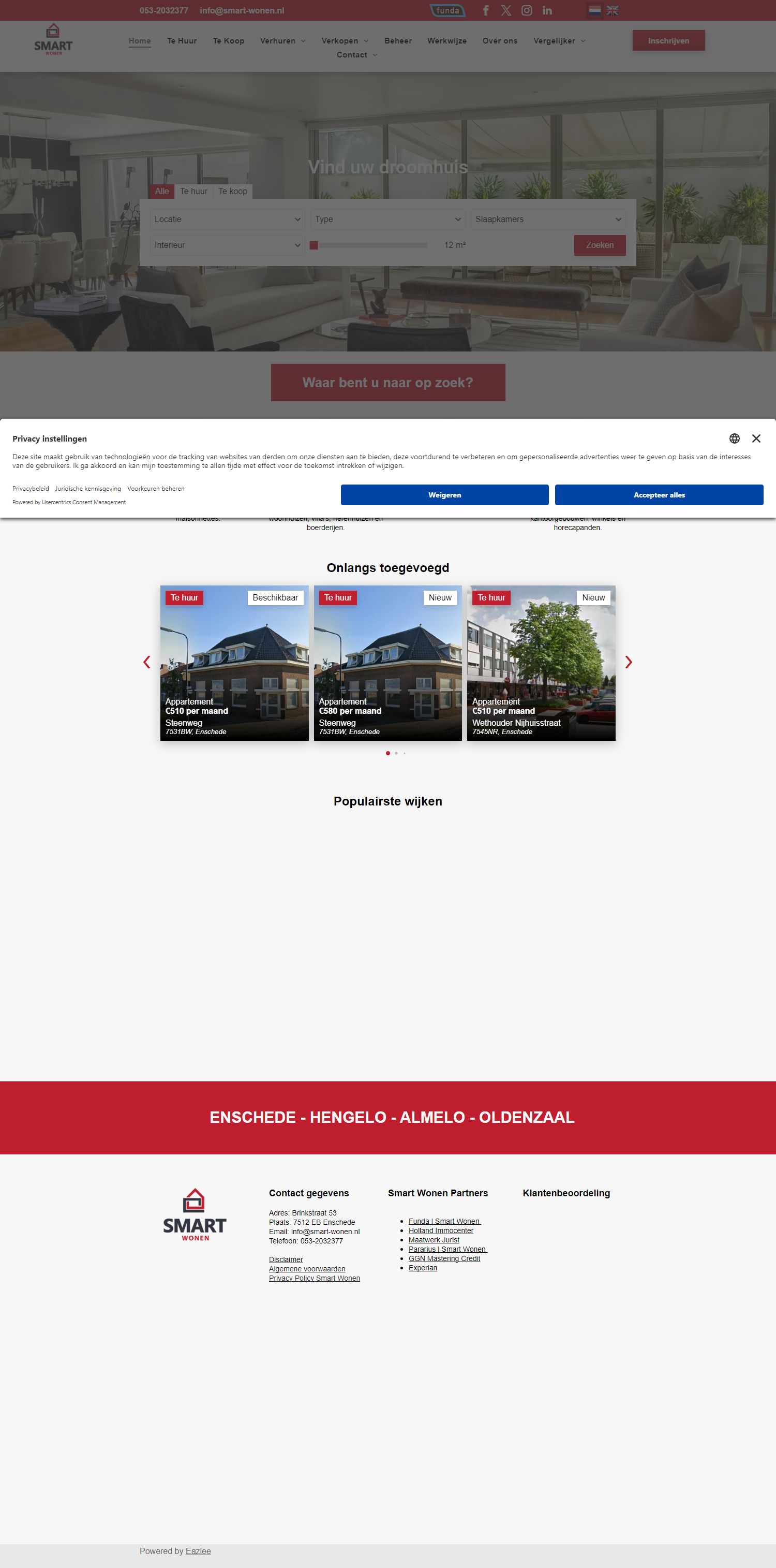 Screenshot van de website van www.smart-wonen.nl