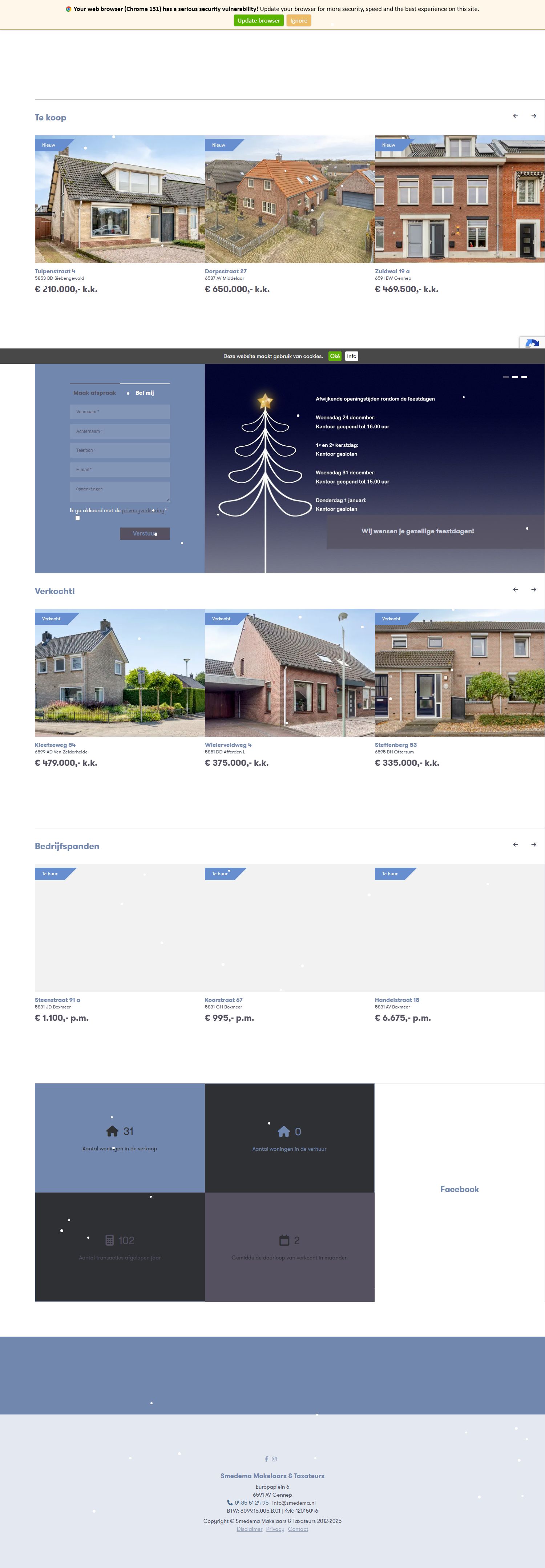 Screenshot van de website van www.smedema.nl