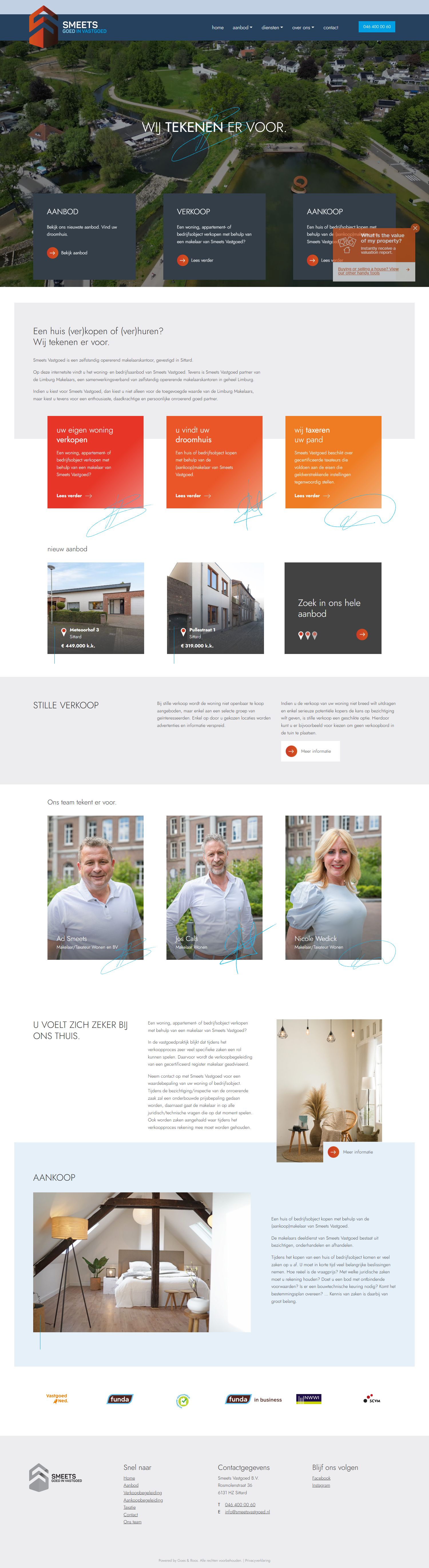 Screenshot van de website van www.smeetsvastgoed.nl