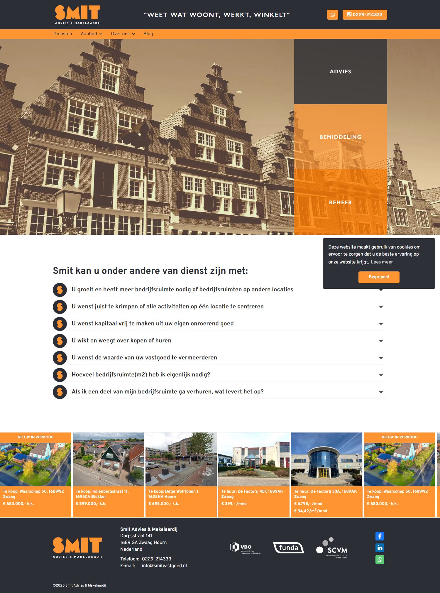 Screenshot der Website von www.smitvastgoed.nl