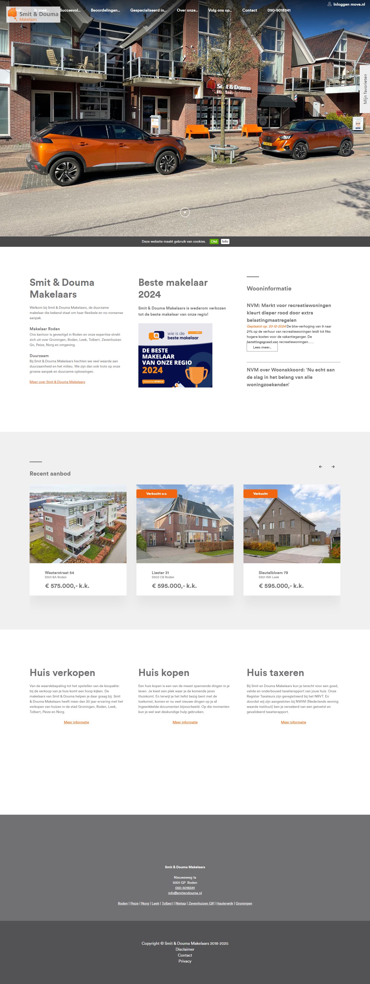 Screenshot van de website van www.smitendouma.nl