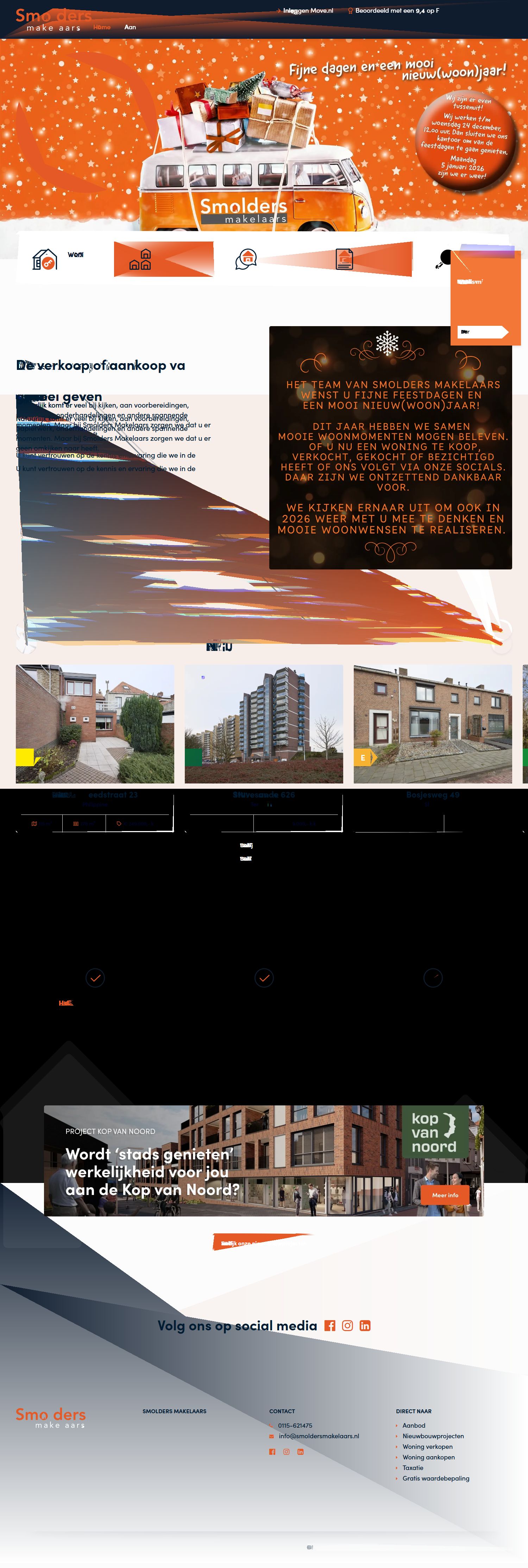 Screenshot of the website of www.smoldersmakelaars.nl