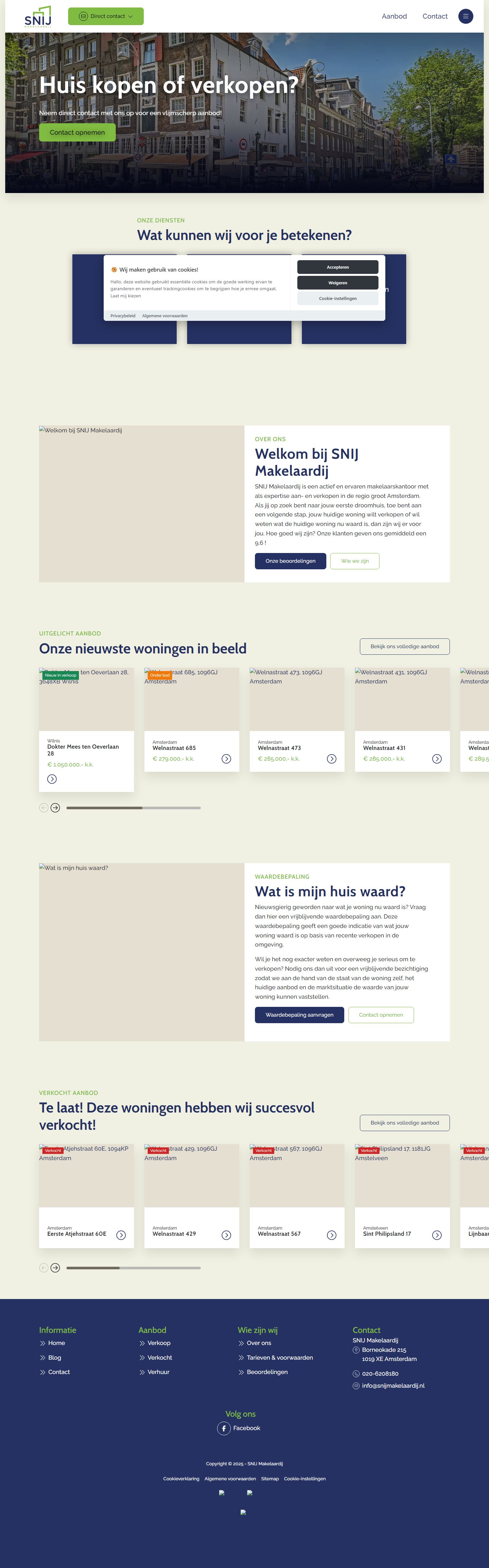 Screenshot van de website van www.snijmakelaardij.nl