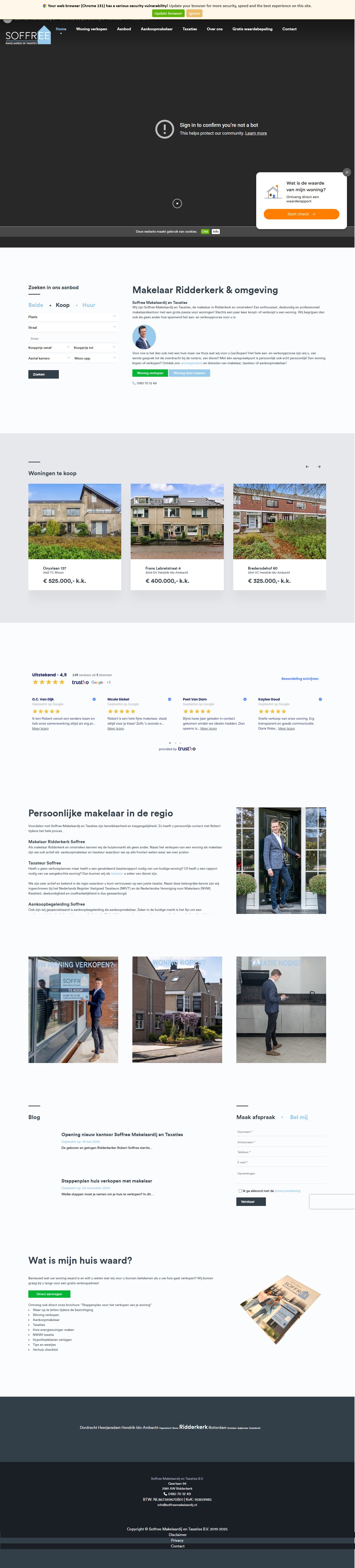 Screenshot of the website of www.soffreemakelaardij.nl