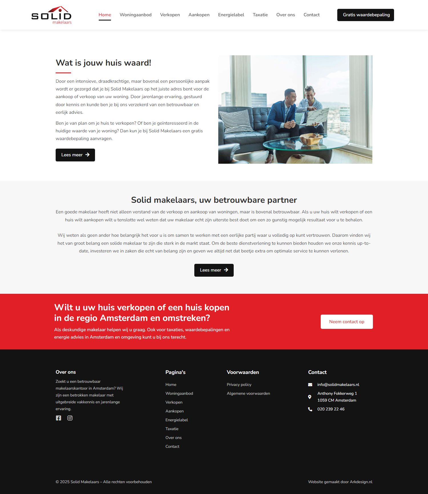 Screenshot van de website van www.solidmakelaars.nl