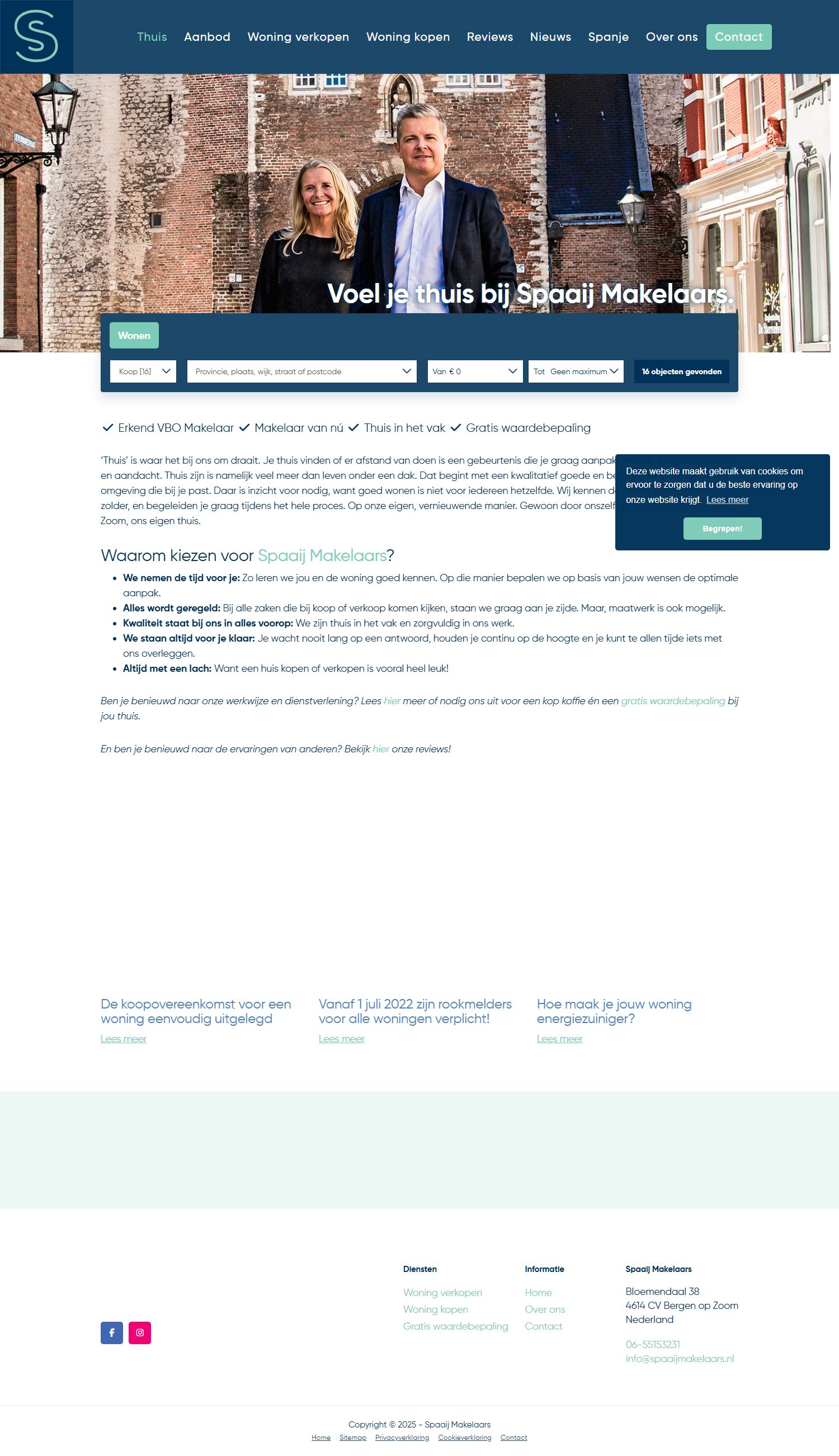 Screenshot of the website of www.spaaijmakelaars.nl