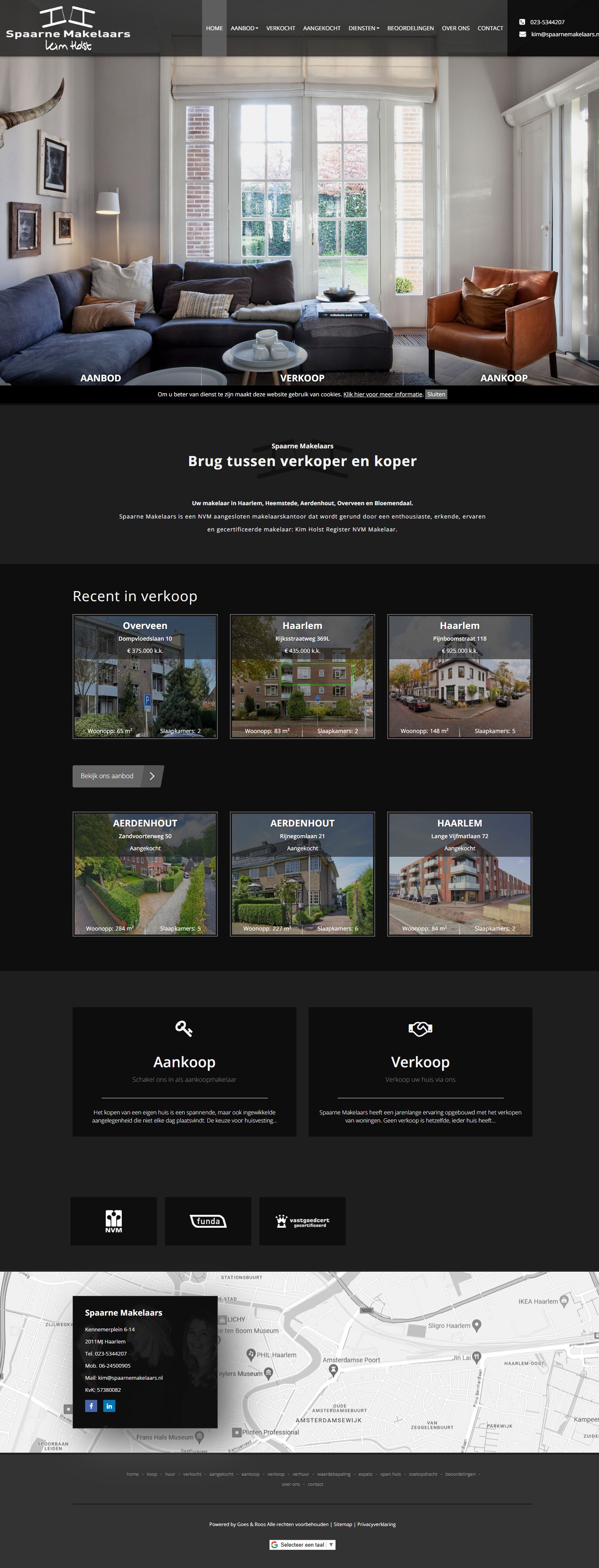 Screenshot of the website of www.spaarnemakelaars.nl