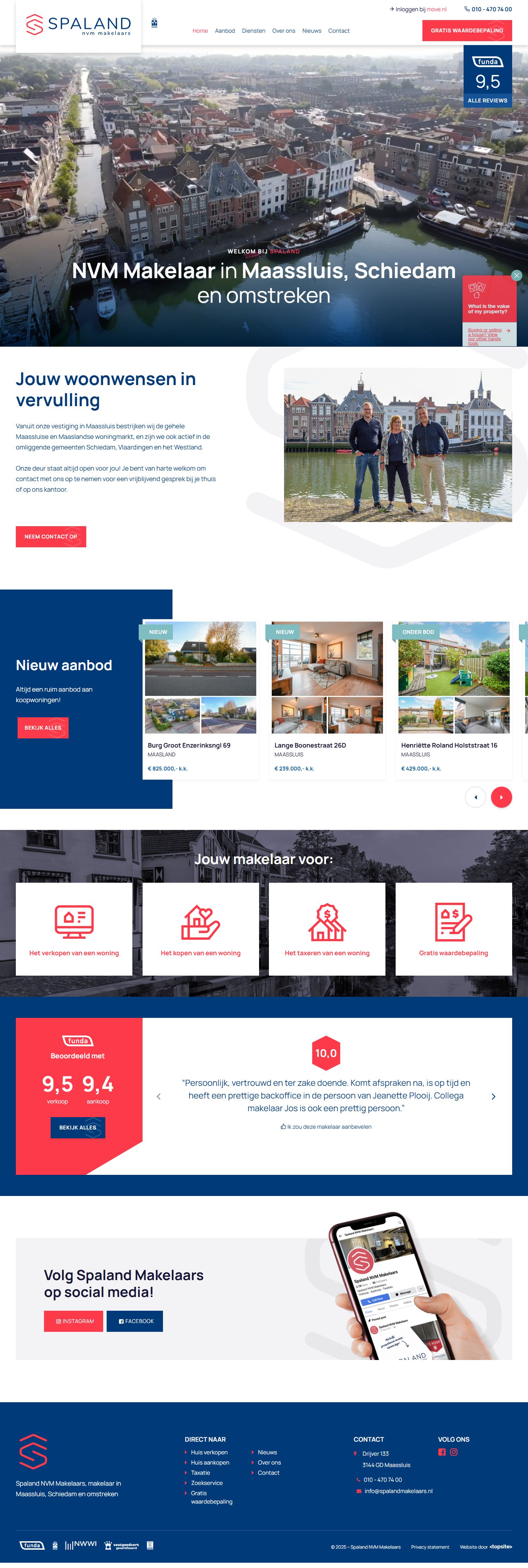 Screenshot van de website van www.spalandmakelaars.nl