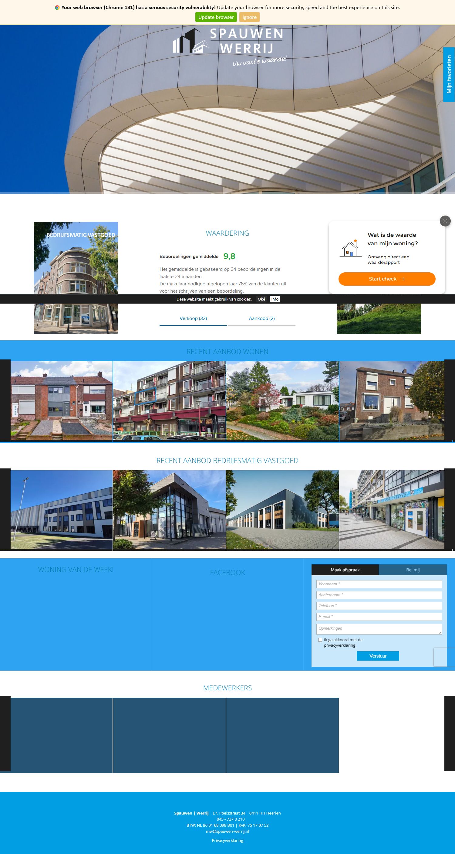 Screenshot van de website van www.spauwen-werrij.nl