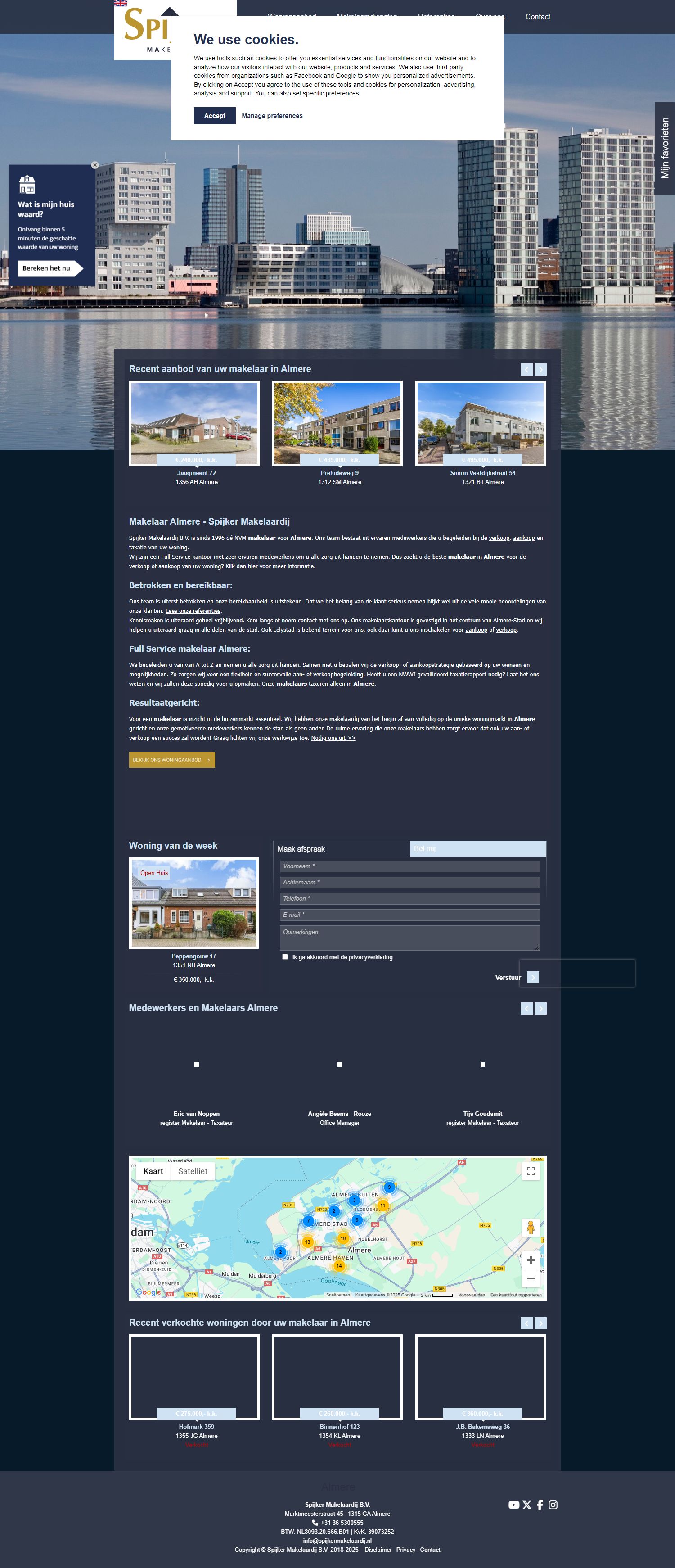 Screenshot van de website van www.spijkermakelaardij.nl