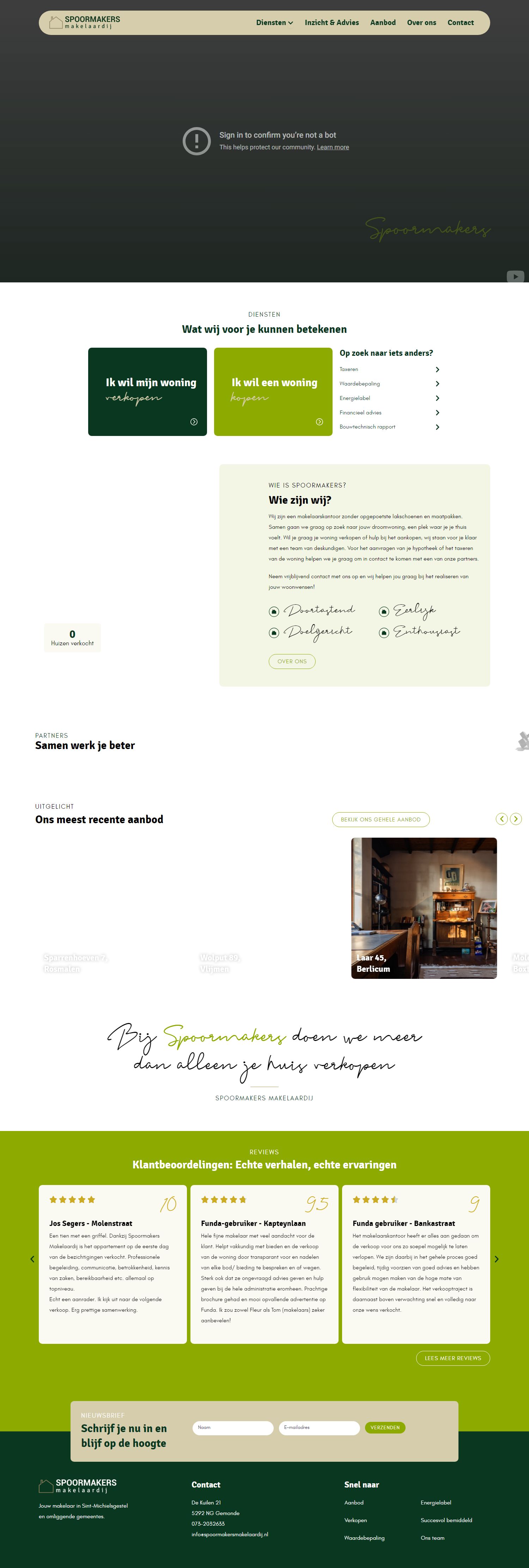 Screenshot van de website van www.spoormakersmakelaardij.nl