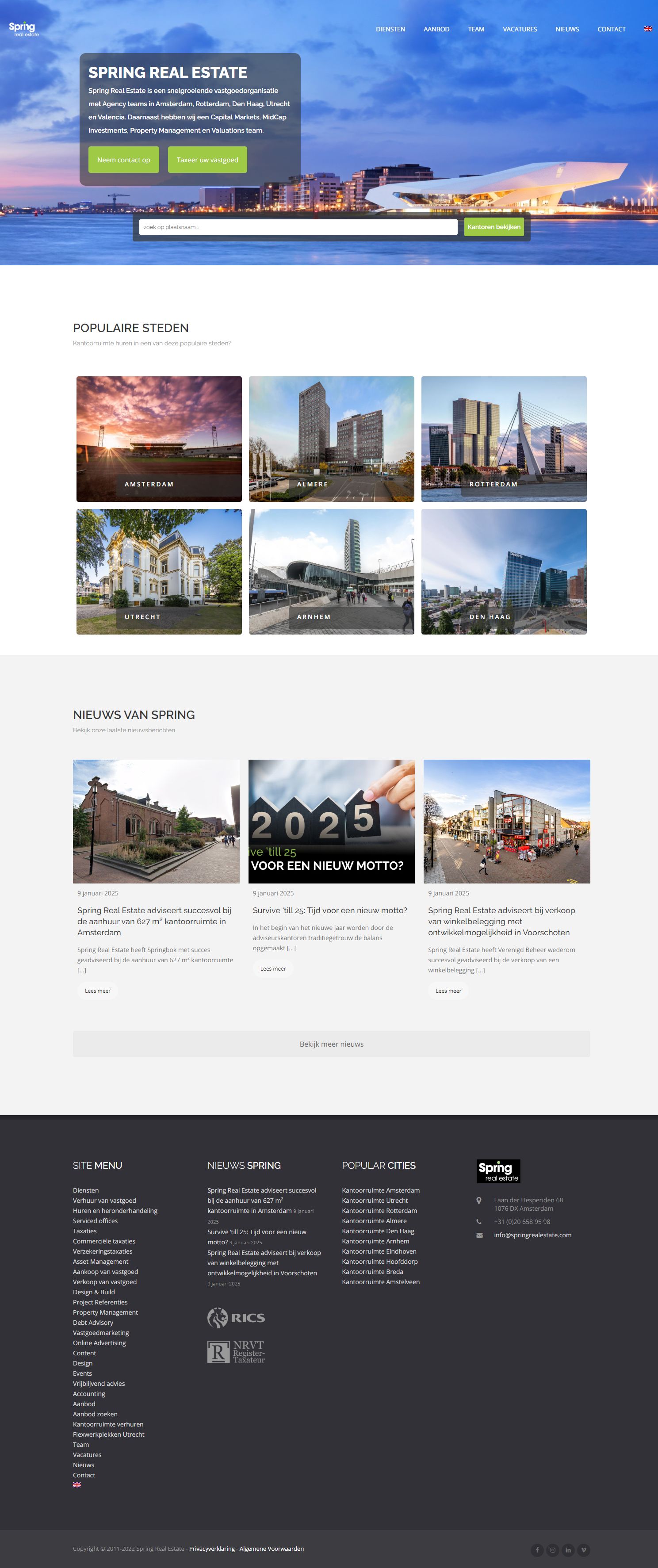 Screenshot van de website van springrealestate.com