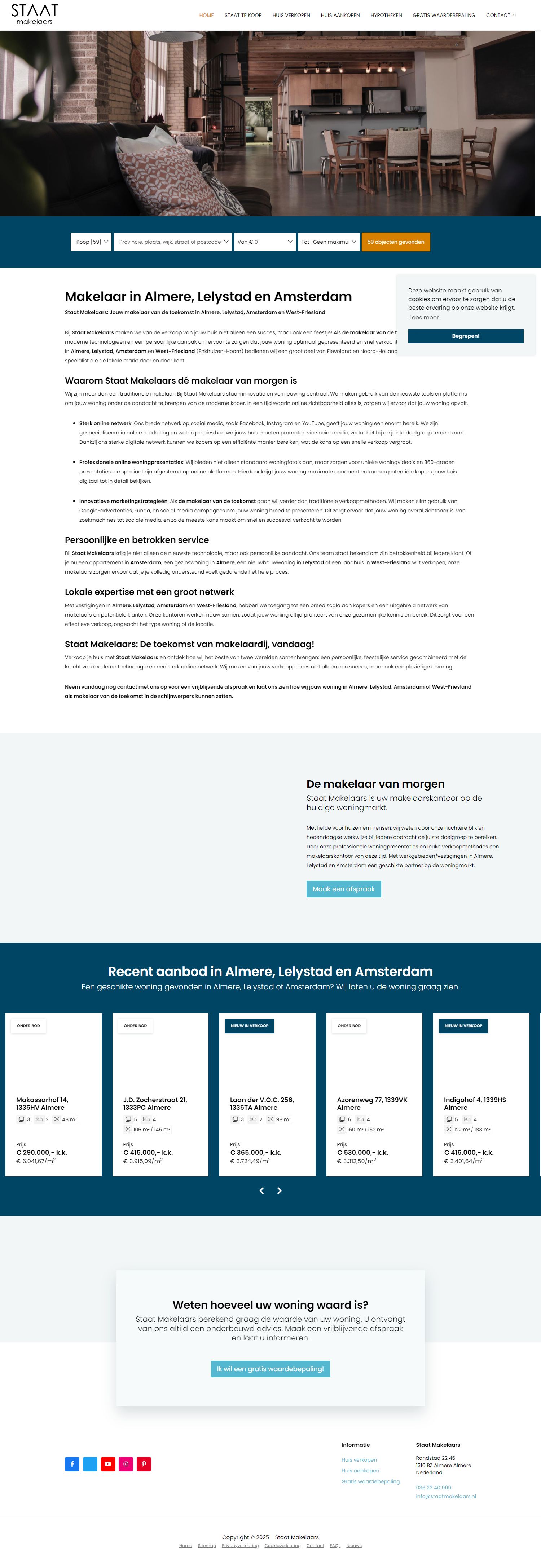 Screenshot van de website van www.staatmakelaars.nl