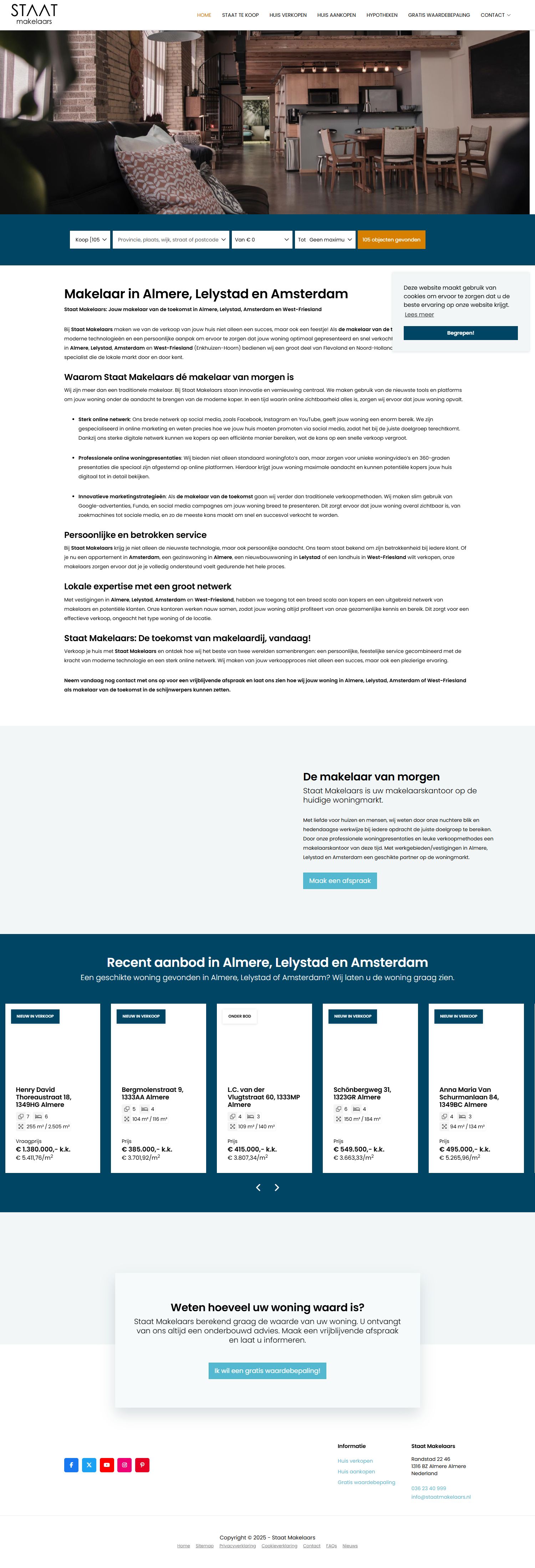 Screenshot of the website of www.staatmakelaars.nl