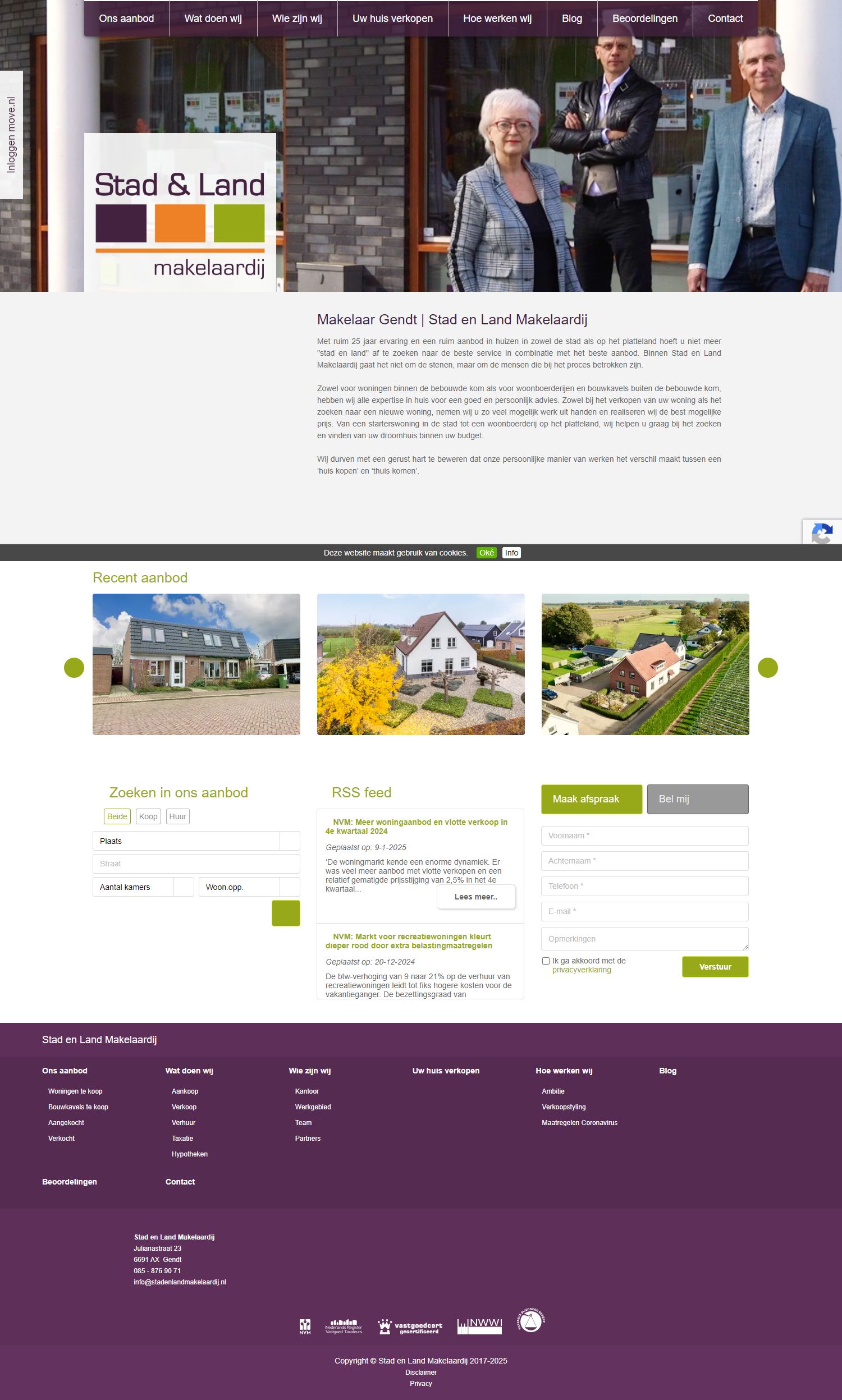 Screenshot van de website van www.stadenlandmakelaardij.nl