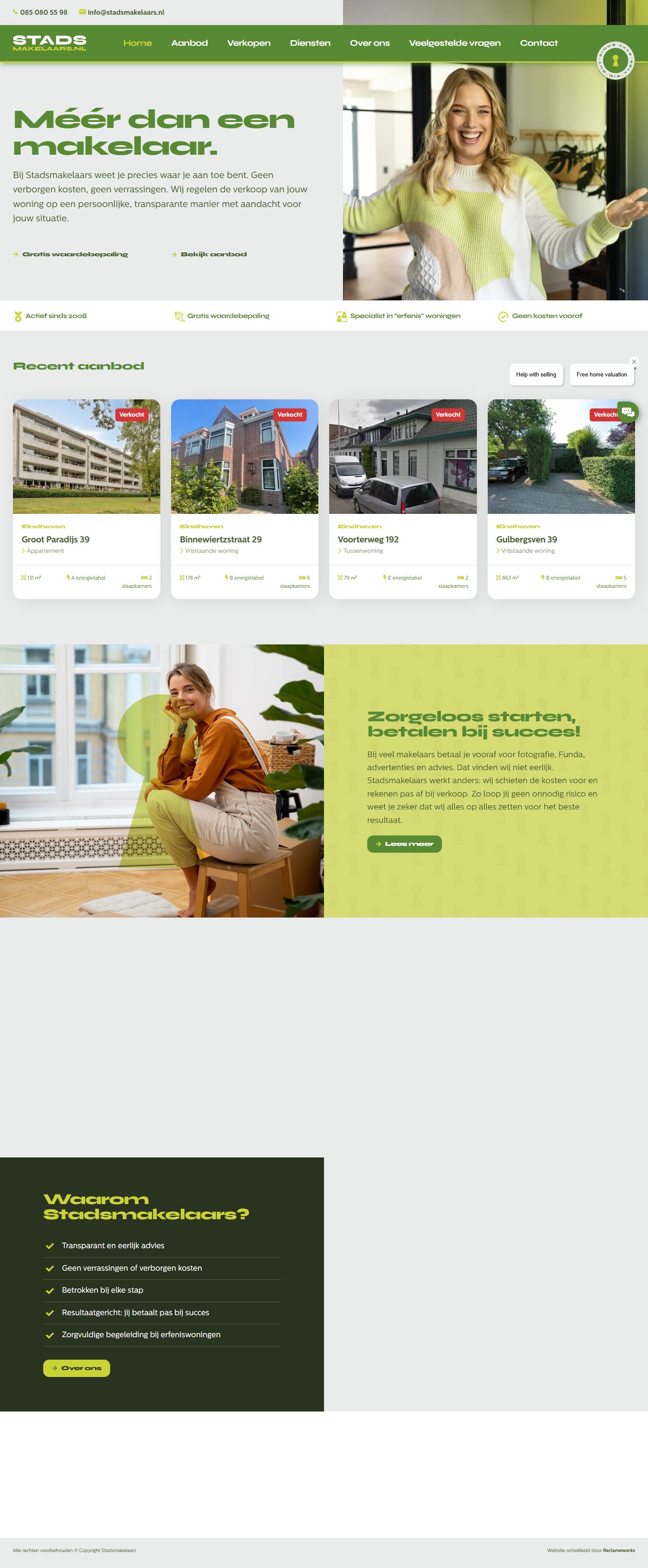 Screenshot van de website van www.stadsmakelaars.nl