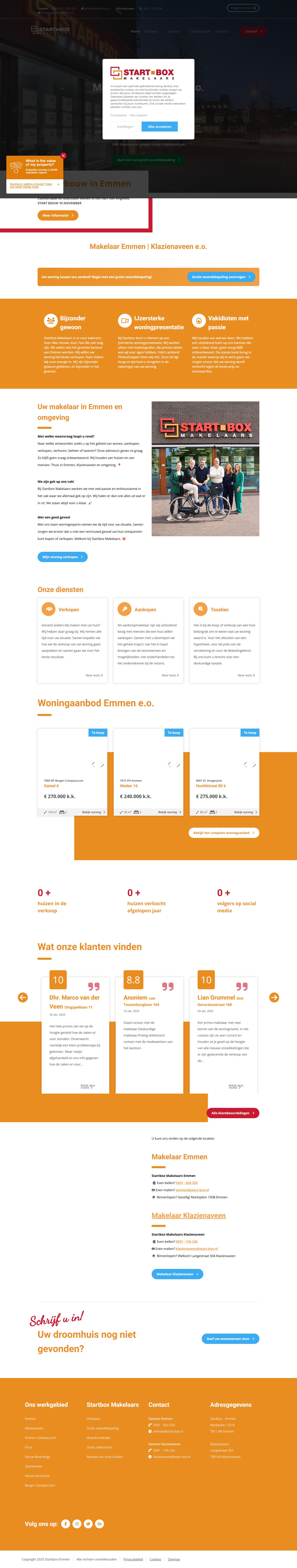 Screenshot of the website of www.start-box.nl