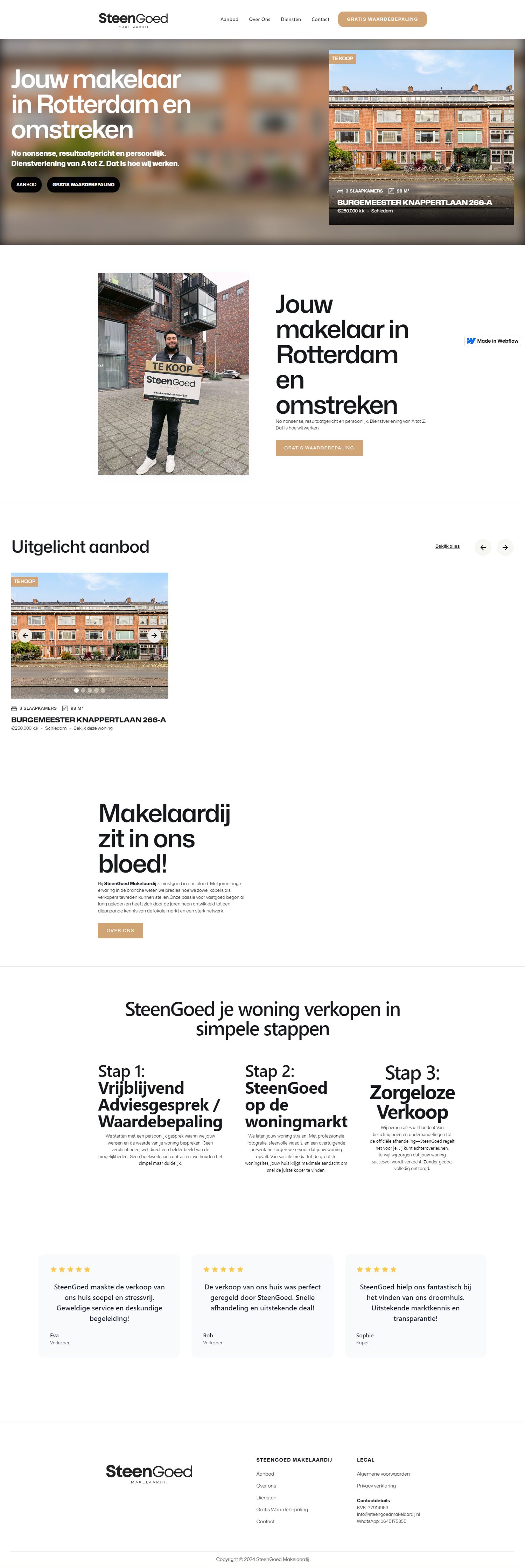 Screenshot van de website van www.steengoedmakelaardij.nl