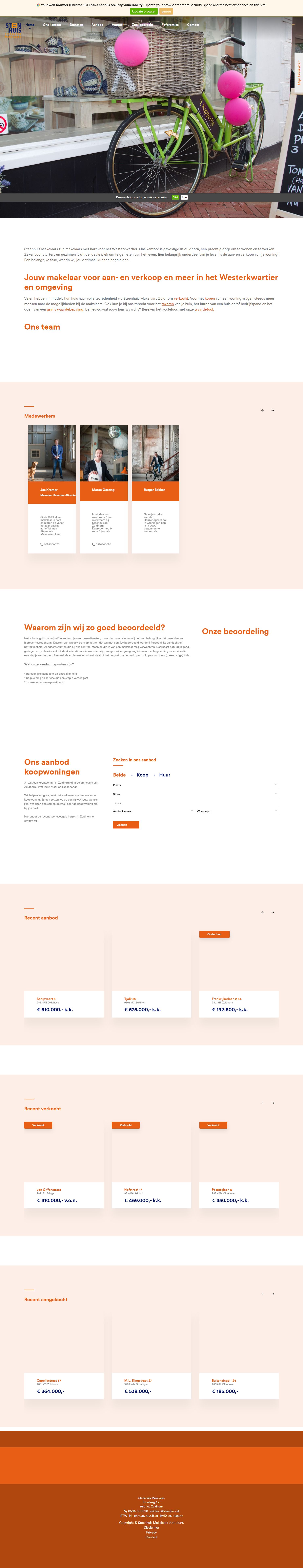 Screenshot of the website of www.steenhuiszuidhorn.nl