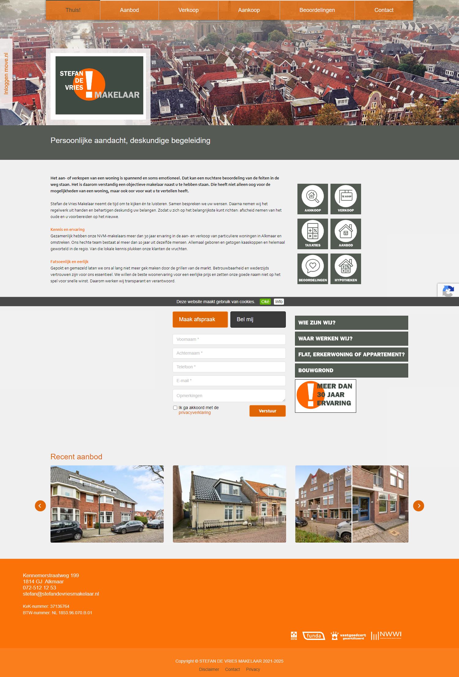 Screenshot van de website van www.stefandevriesmakelaar.nl