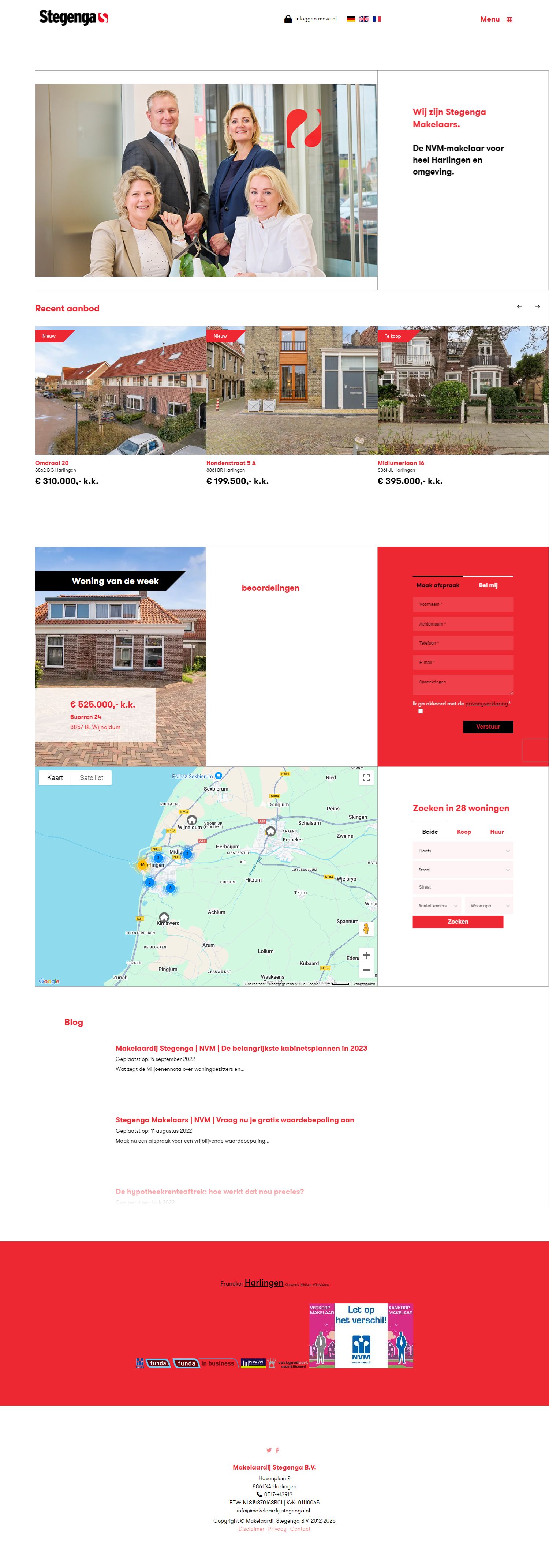 Screenshot van de website van www.makelaardij-stegenga.nl