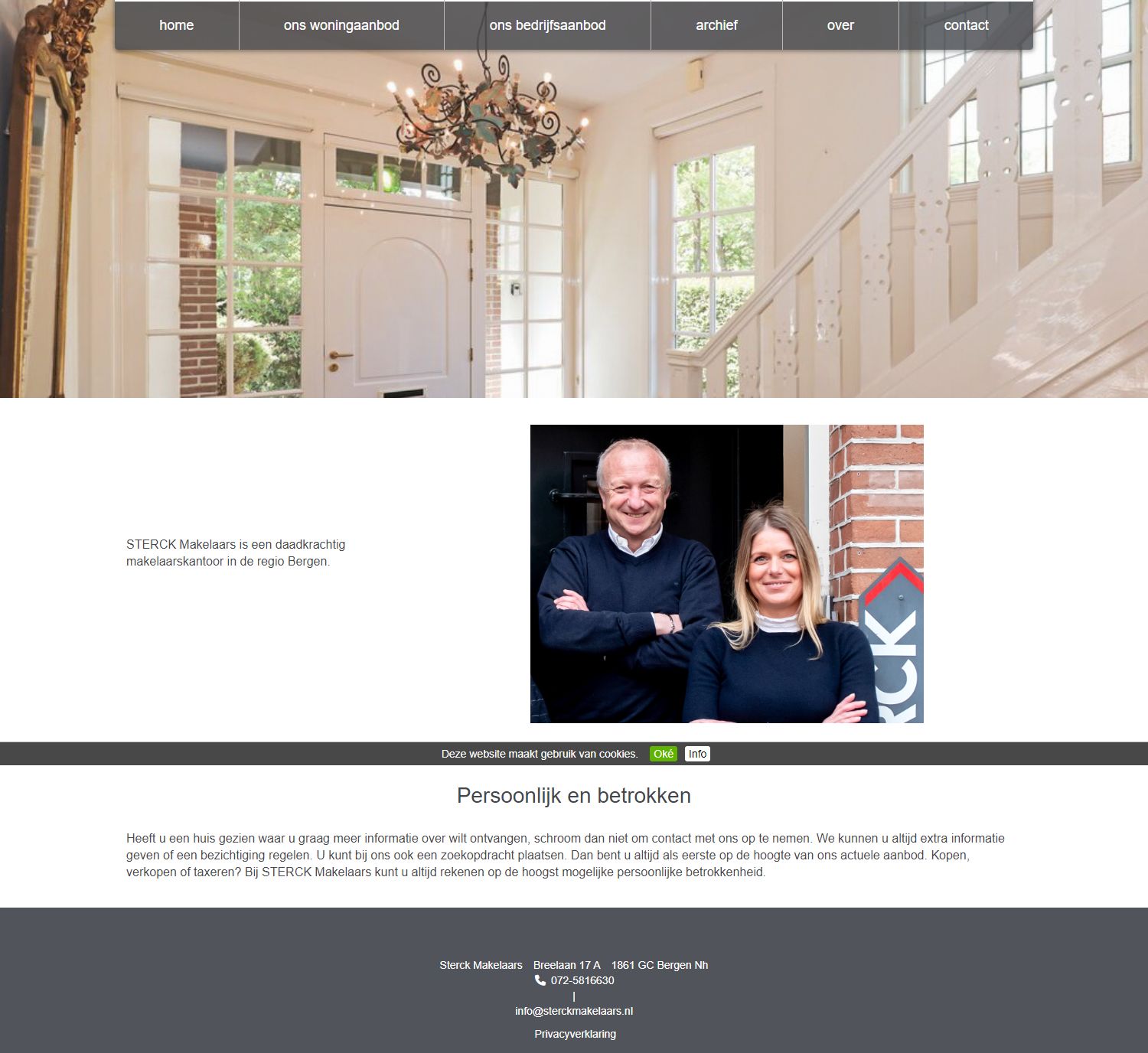 Screenshot van de website van www.sterckmakelaars.nl