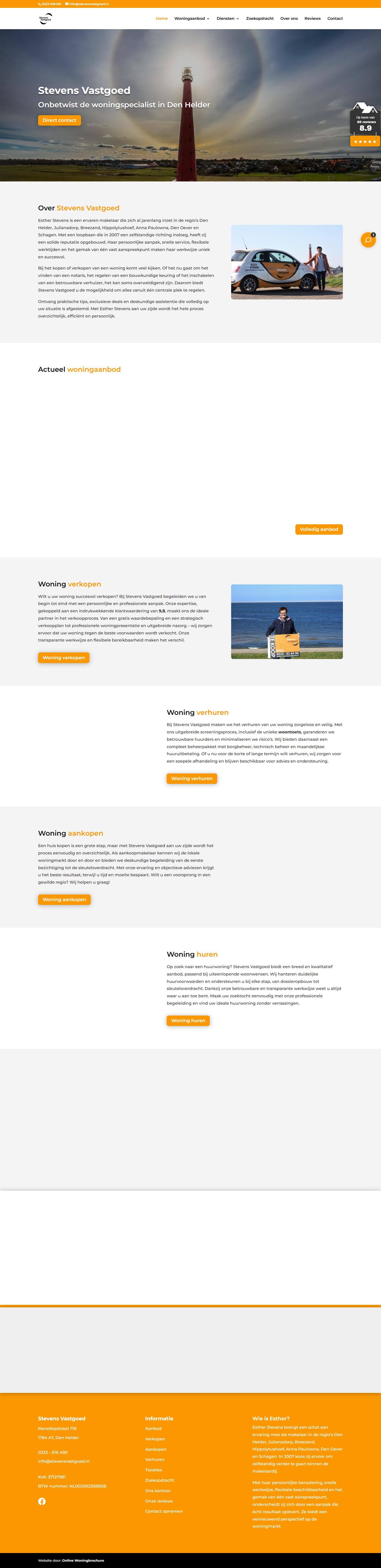 Screenshot van de website van www.stevensvastgoed.nl