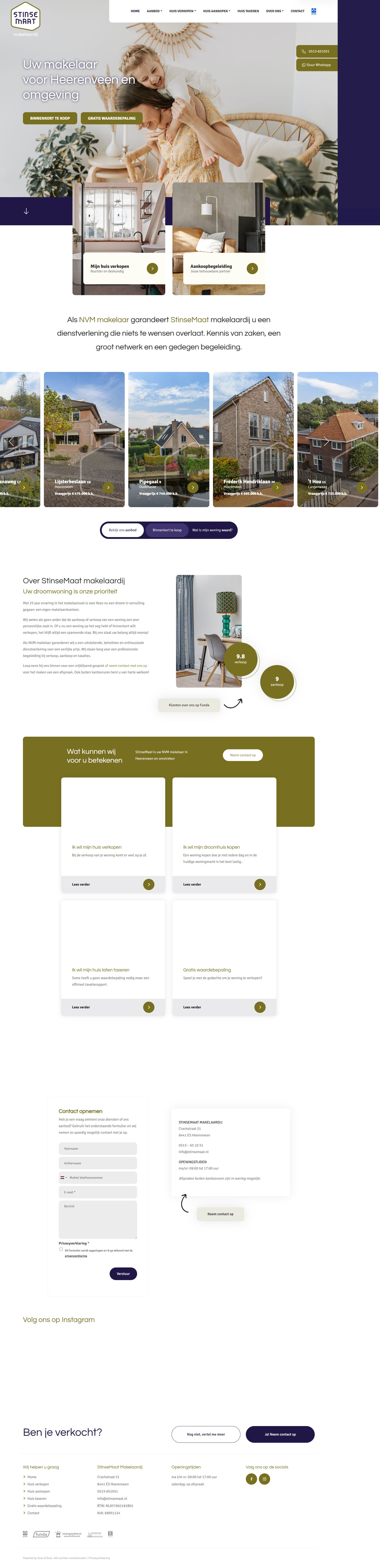 Screenshot of the website of www.stinsemaat.nl