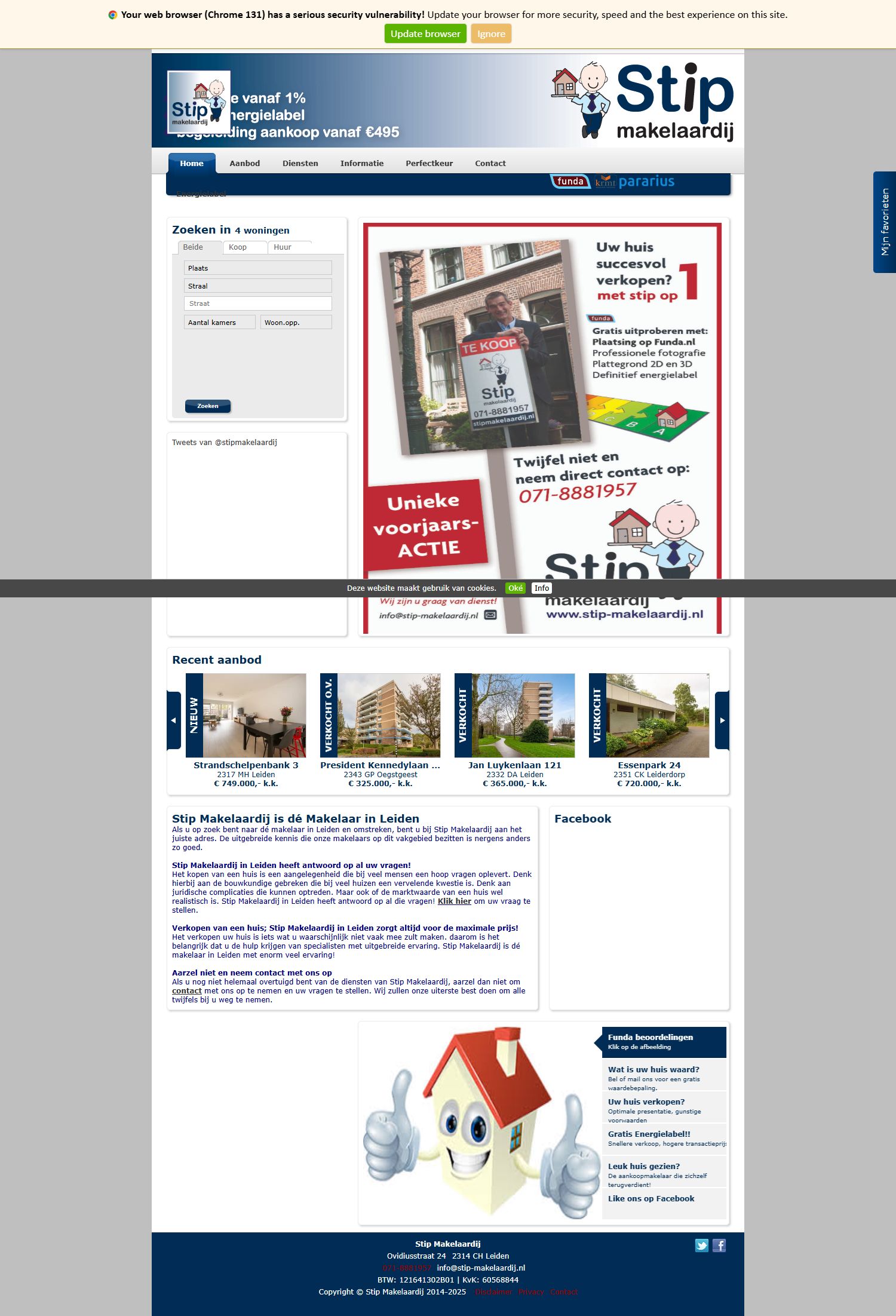 Screenshot van de website van www.stip-makelaardij.nl