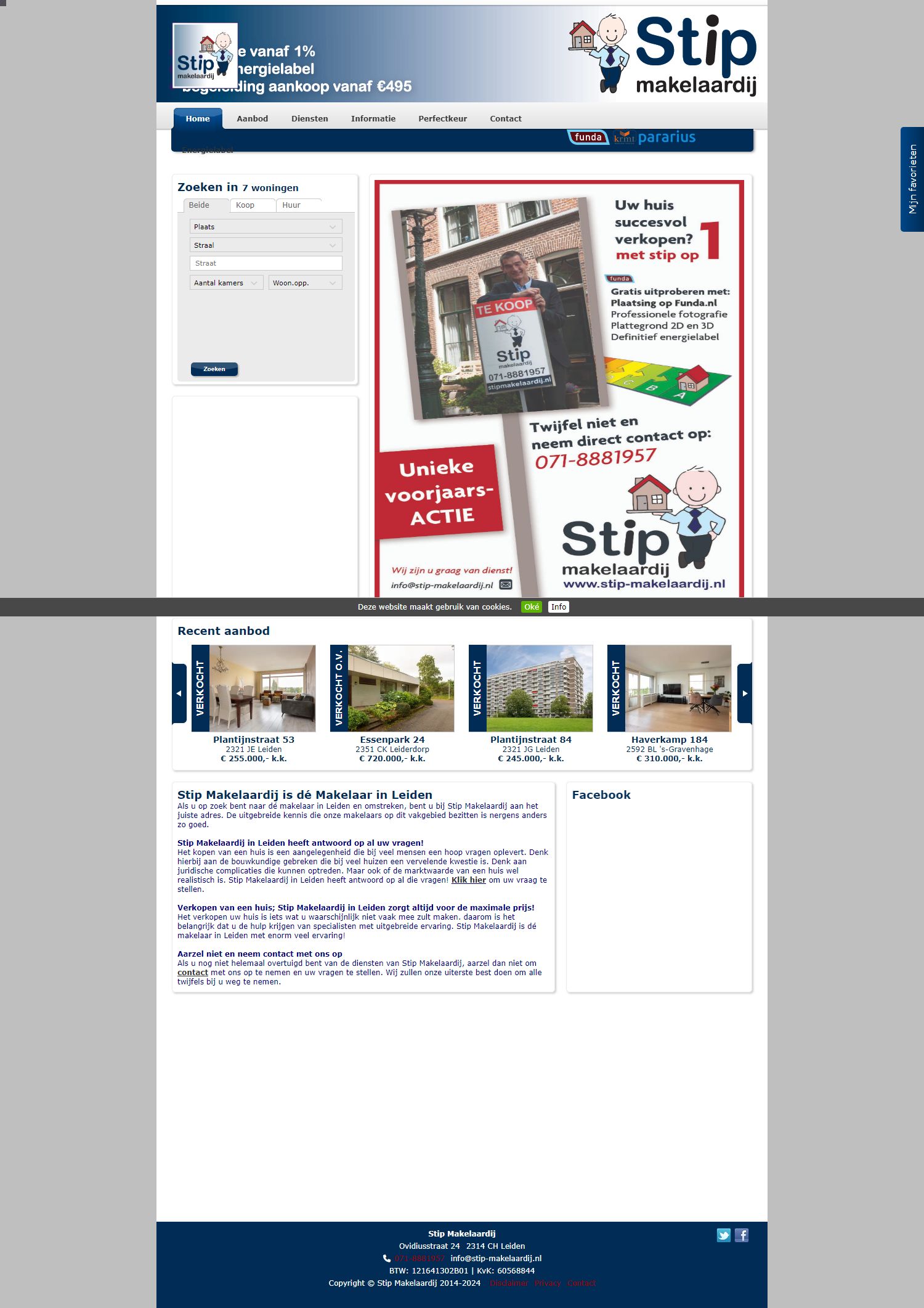 Screenshot van de website van www.stip-makelaardij.nl