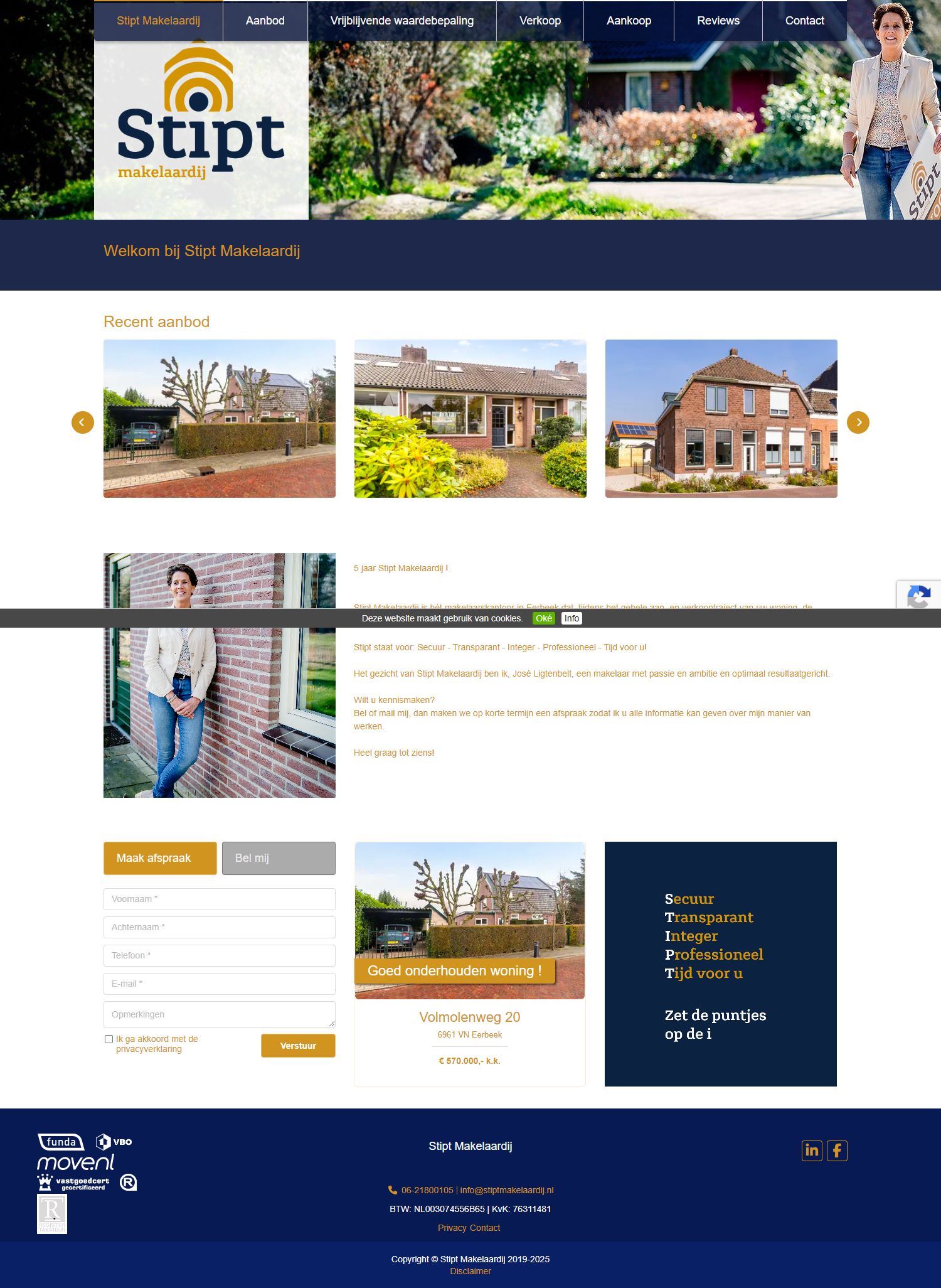 Screenshot van de website van www.stiptmakelaardij.nl