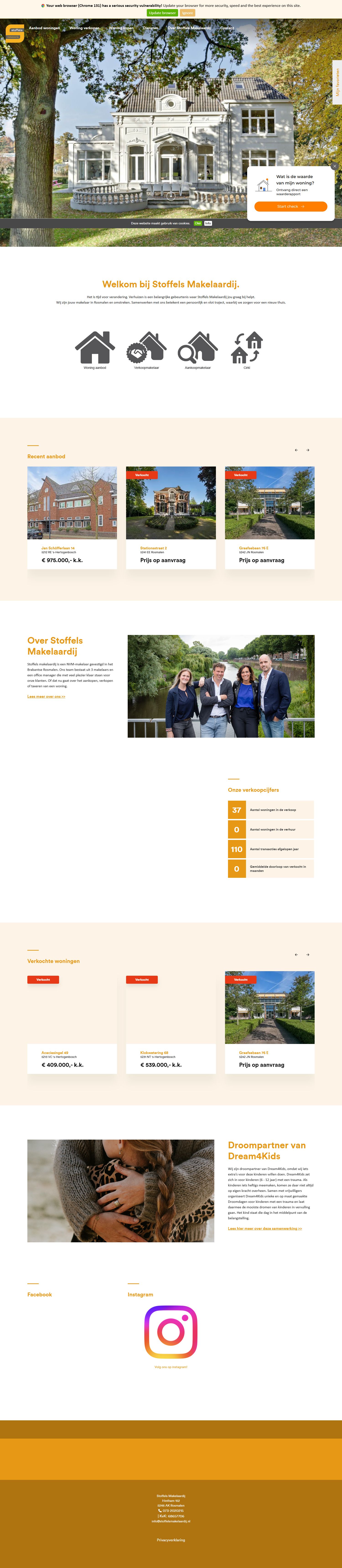 Screenshot van de website van www.stoffelsmakelaardij.nl