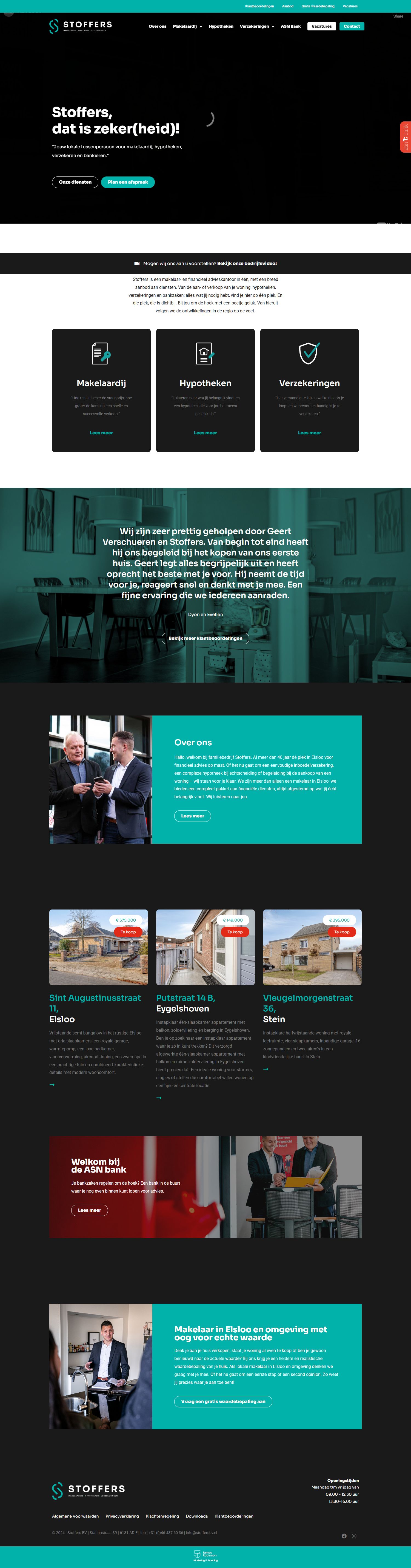 Screenshot of the website of www.stoffersbv.nl