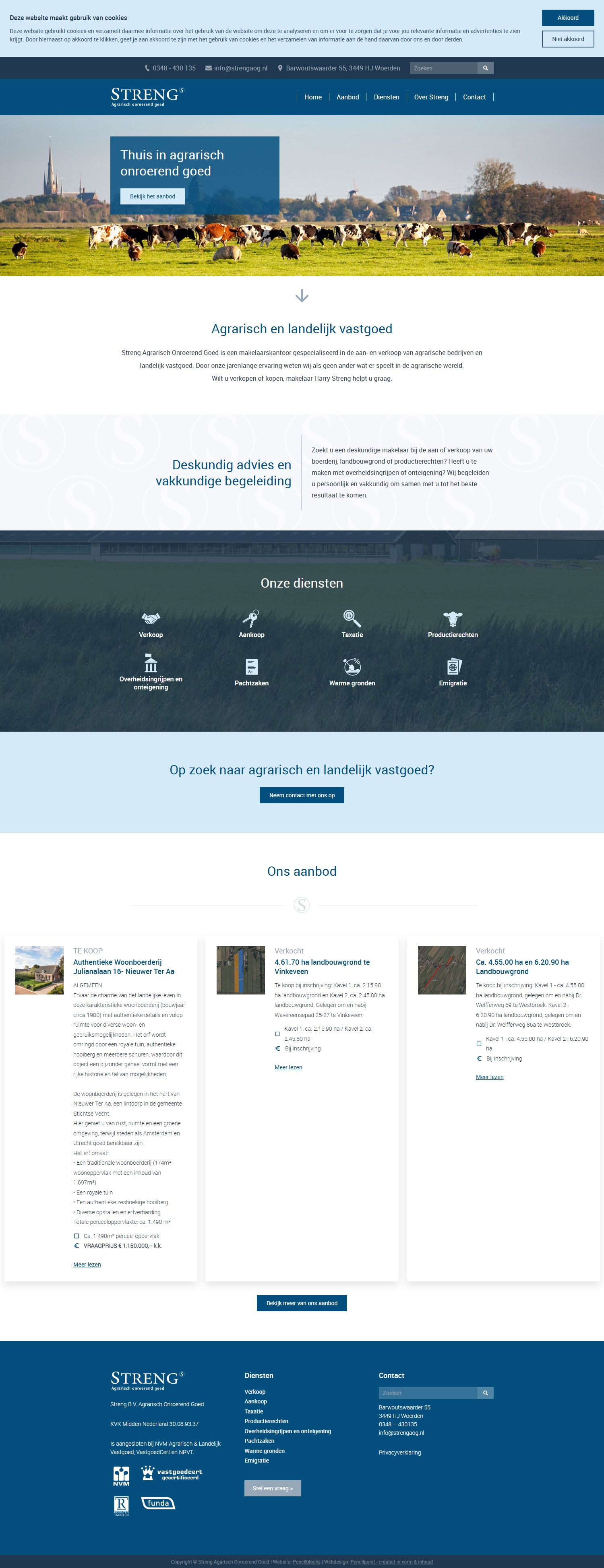 Screenshot of the website of www.strengaog.nl