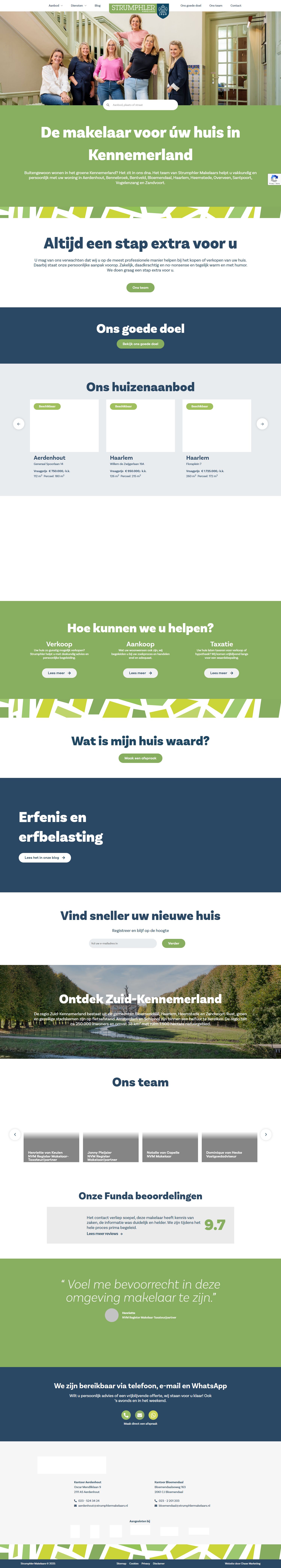 Screenshot van de website van www.strumphlermakelaars.nl