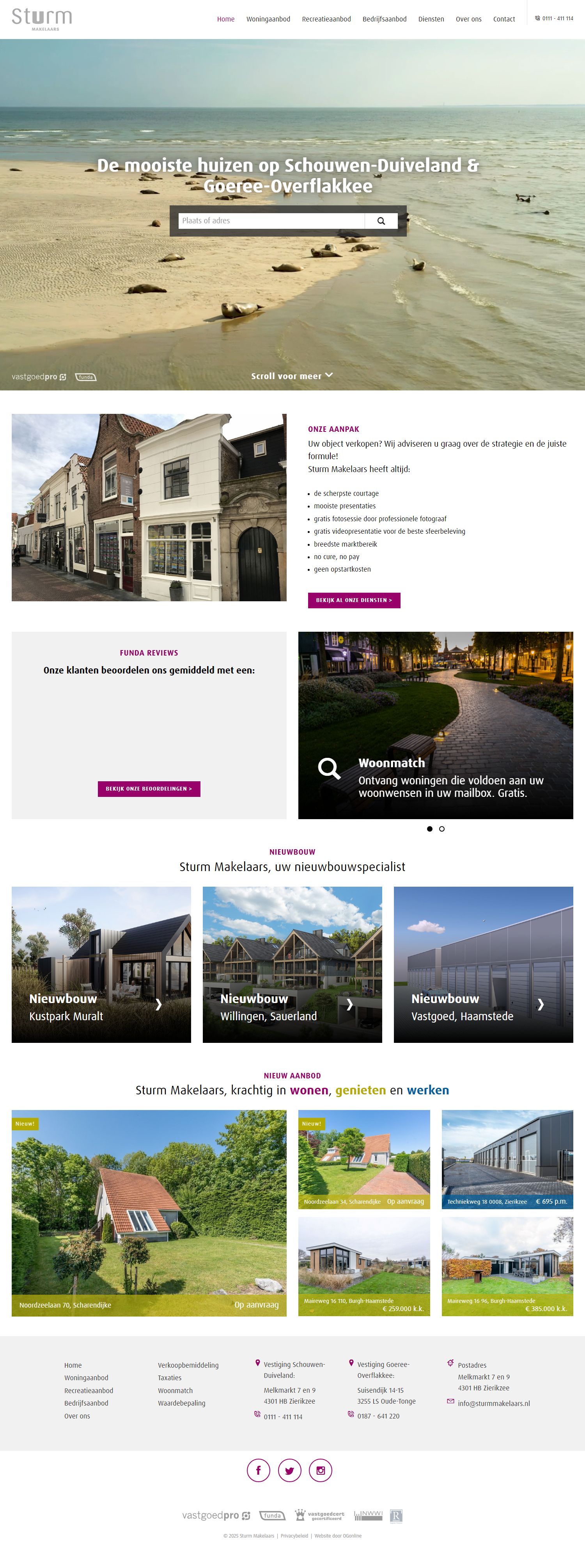 Screenshot van de website van www.sturmmakelaars.nl