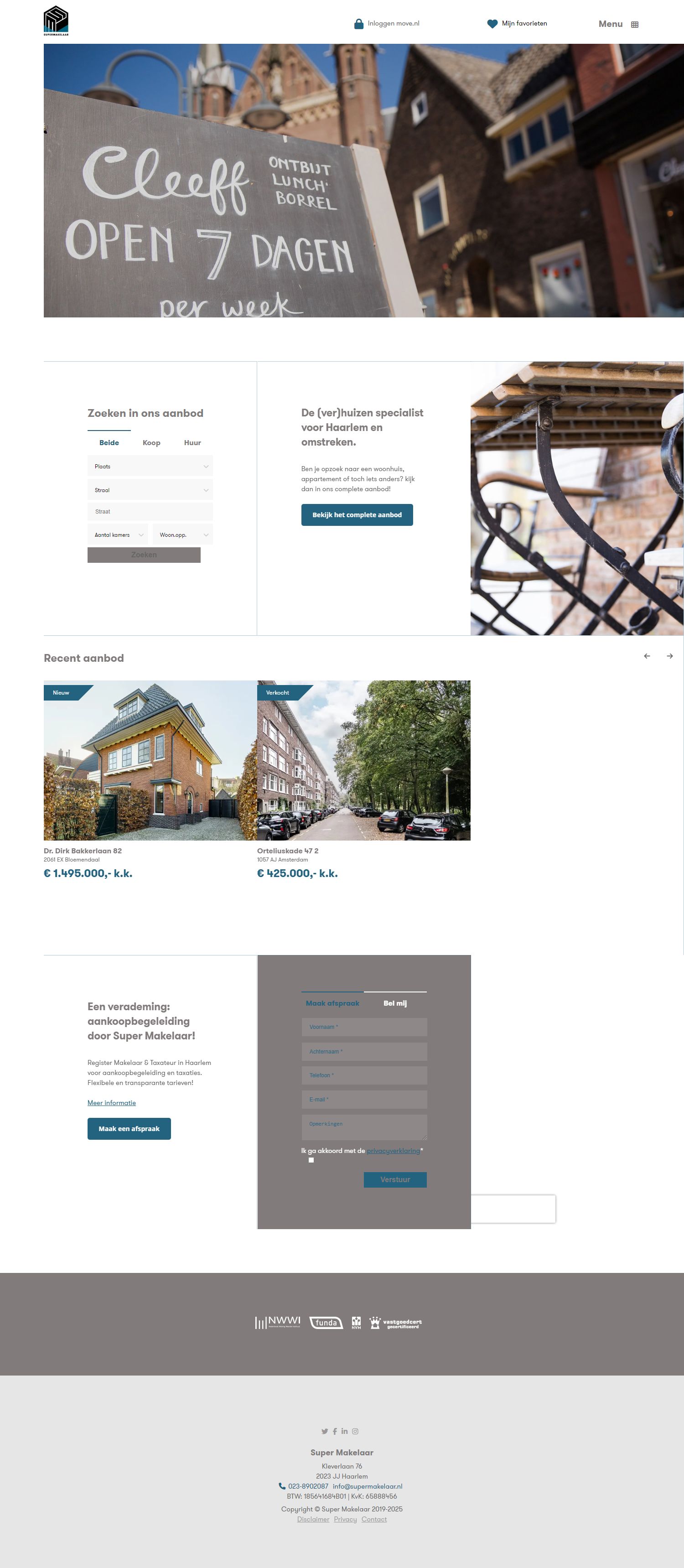 Screenshot van de website van www.supermakelaar.nl