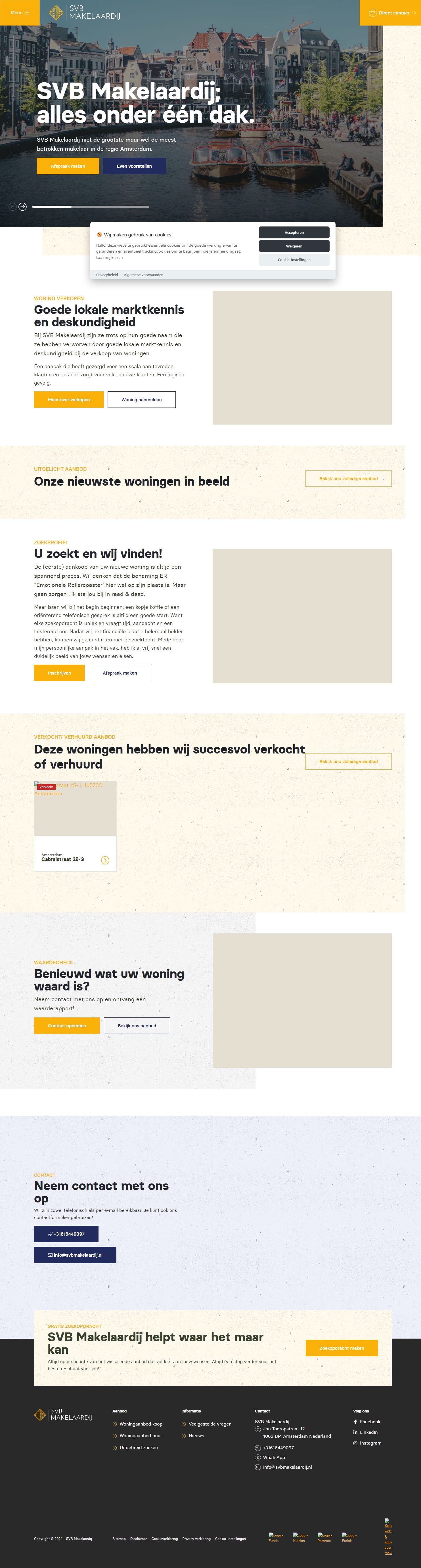 Screenshot van de website van svbmakelaardij.nl