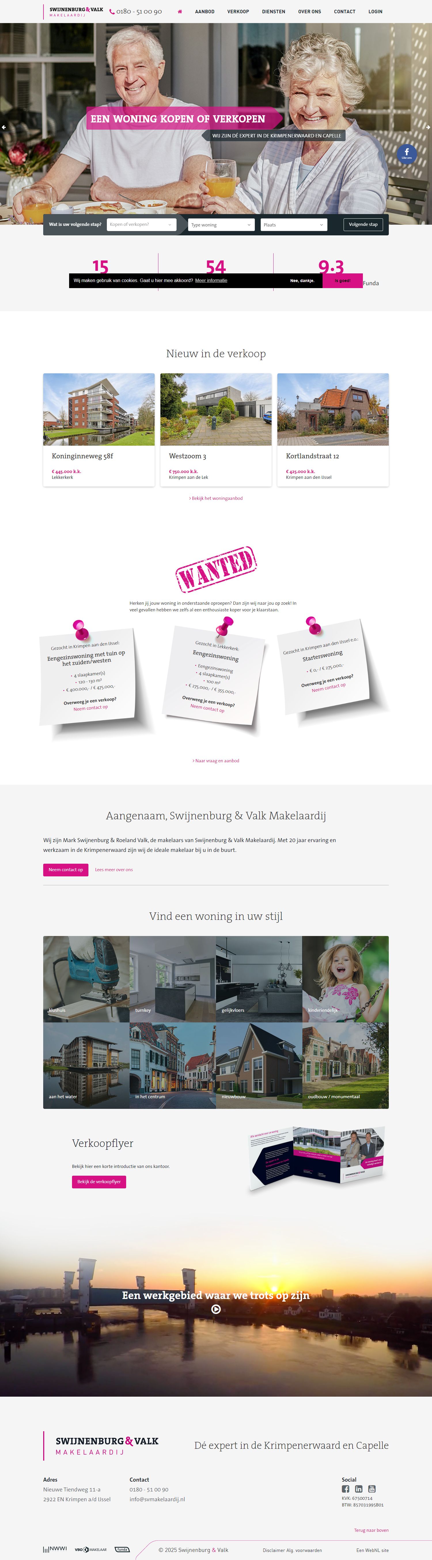 Screenshot van de website van www.svmakelaardij.nl